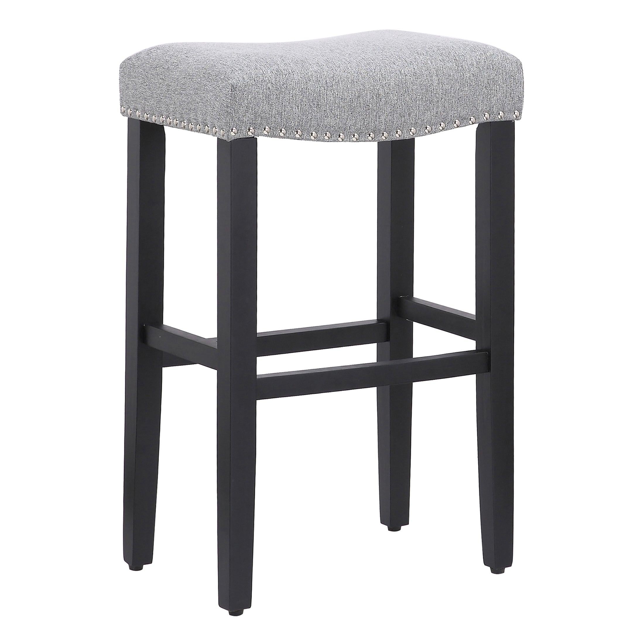 Mission 29" Upholstered Saddle Seat Barstool, Gray