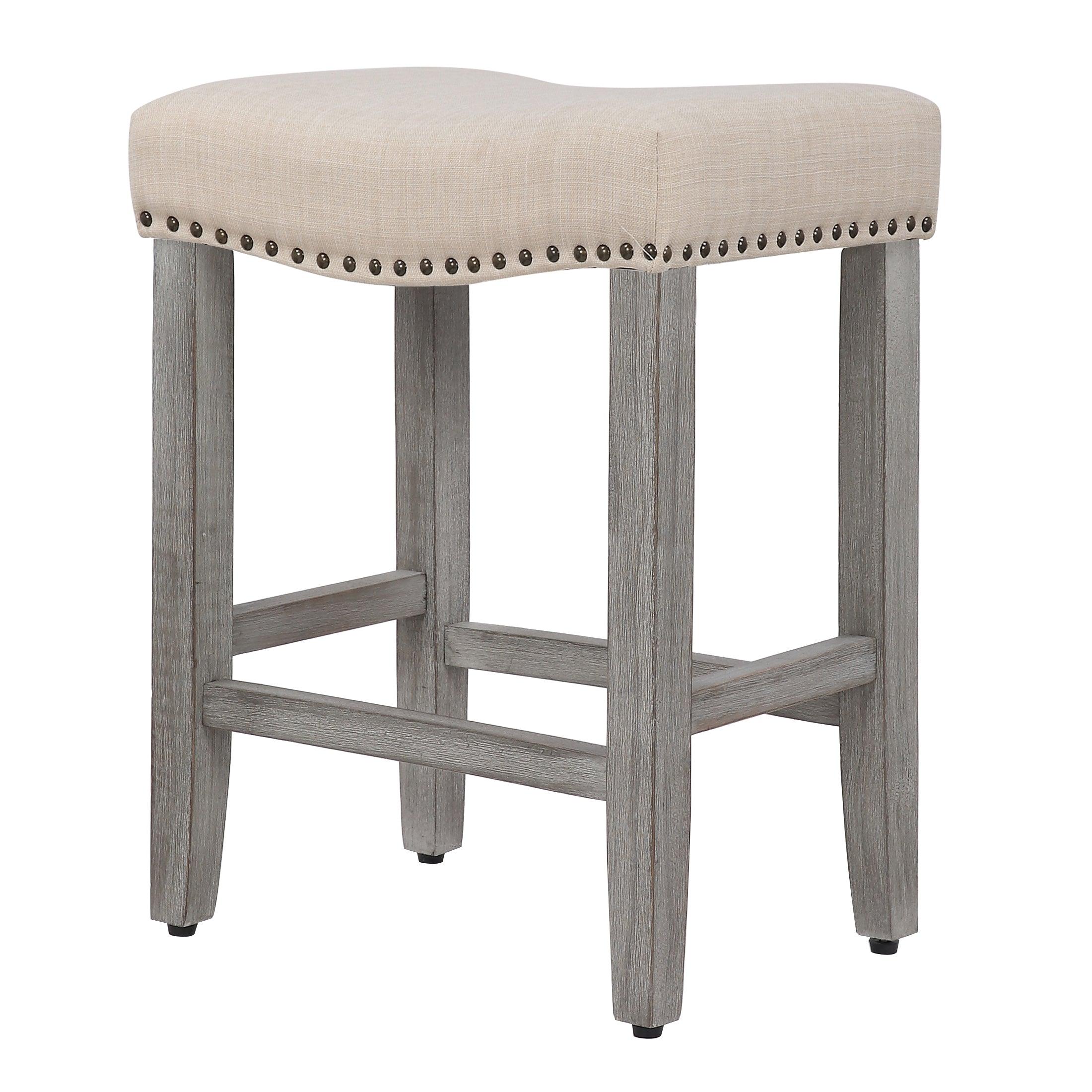 Bulmon 24" inch Upholstered Bar Stool with Nailhead Trim - Costaelm