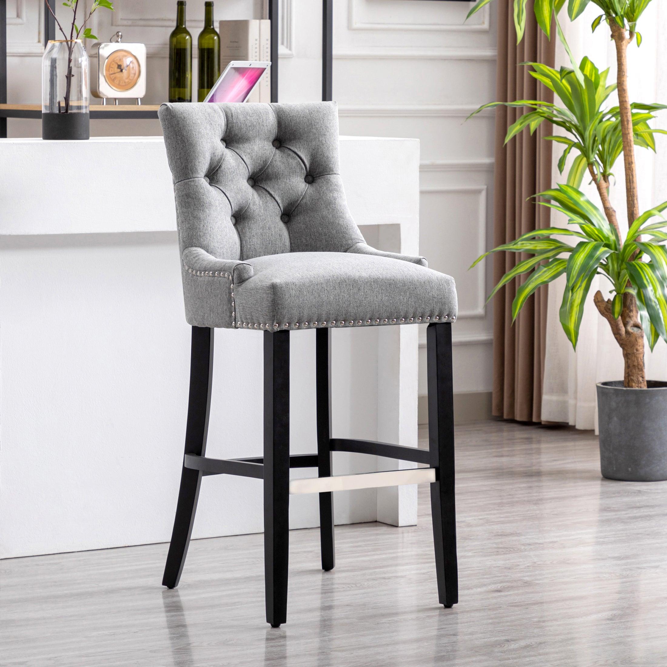 Bellmount 29" Upholstered Tufted Wingback Bar Stool - Costaelm