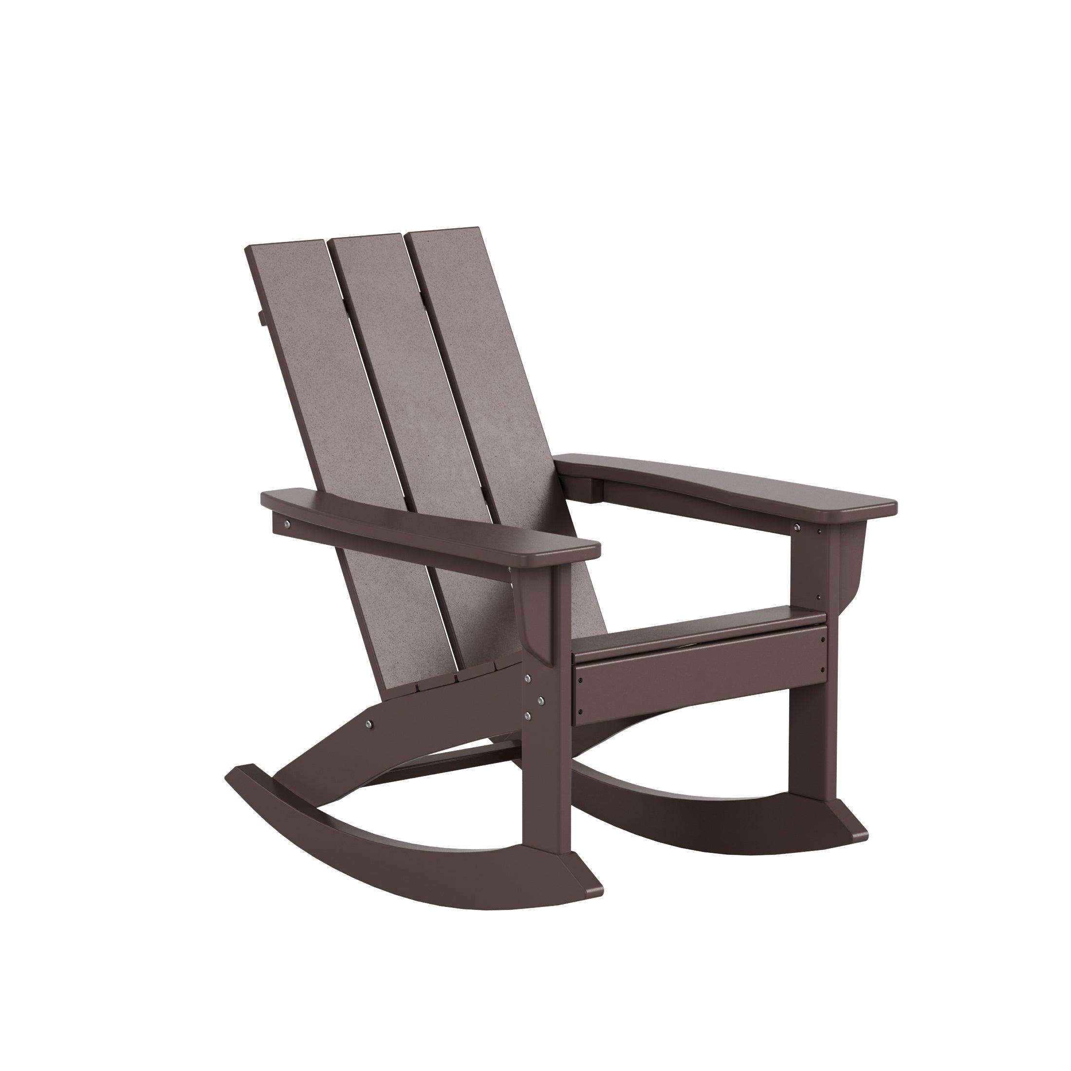 Palms 3 Piece Modern Adirondack Rocking Chair with Side Table Set - Costaelm