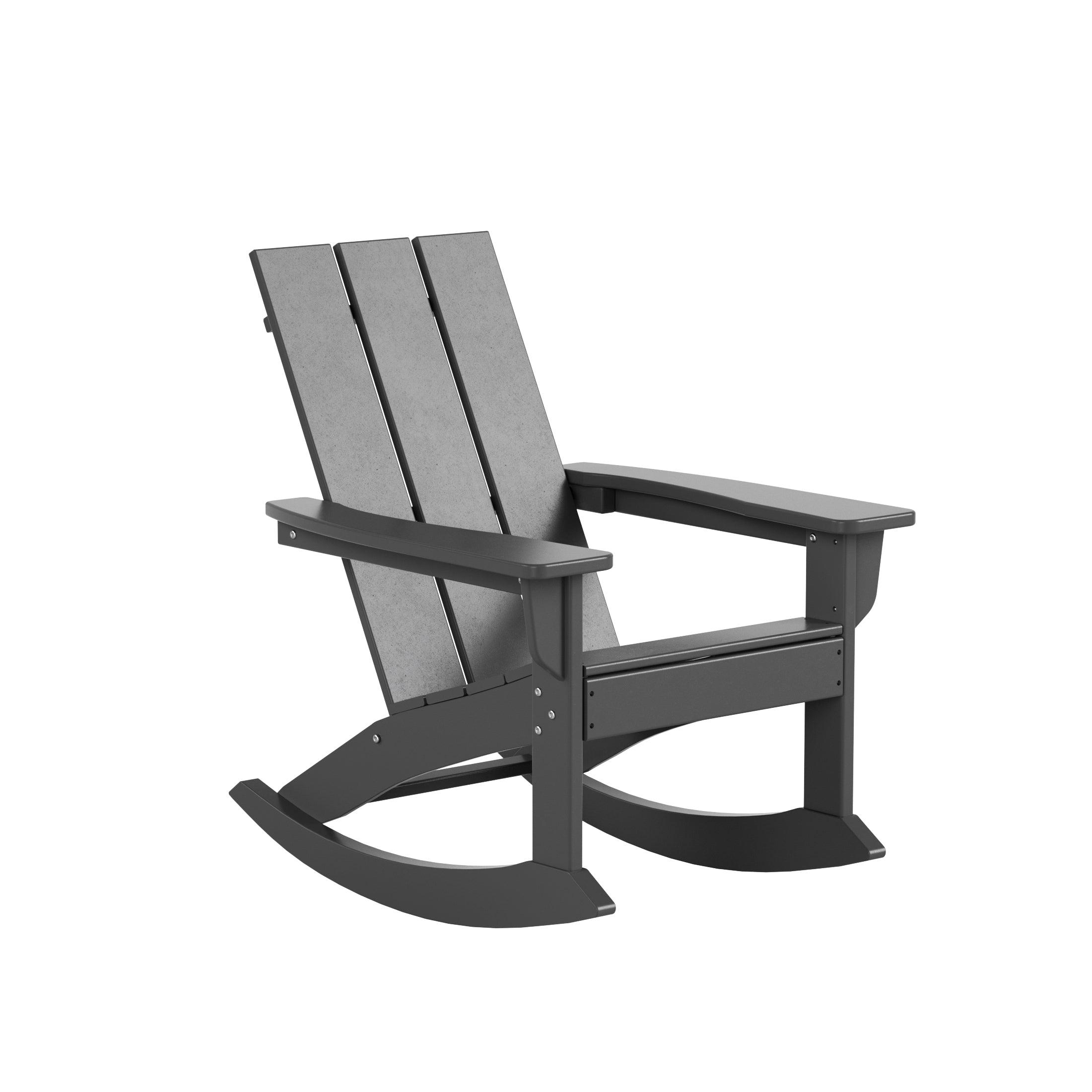 Palms 3 Piece Modern Adirondack Rocking Chair with Side Table Set - Costaelm