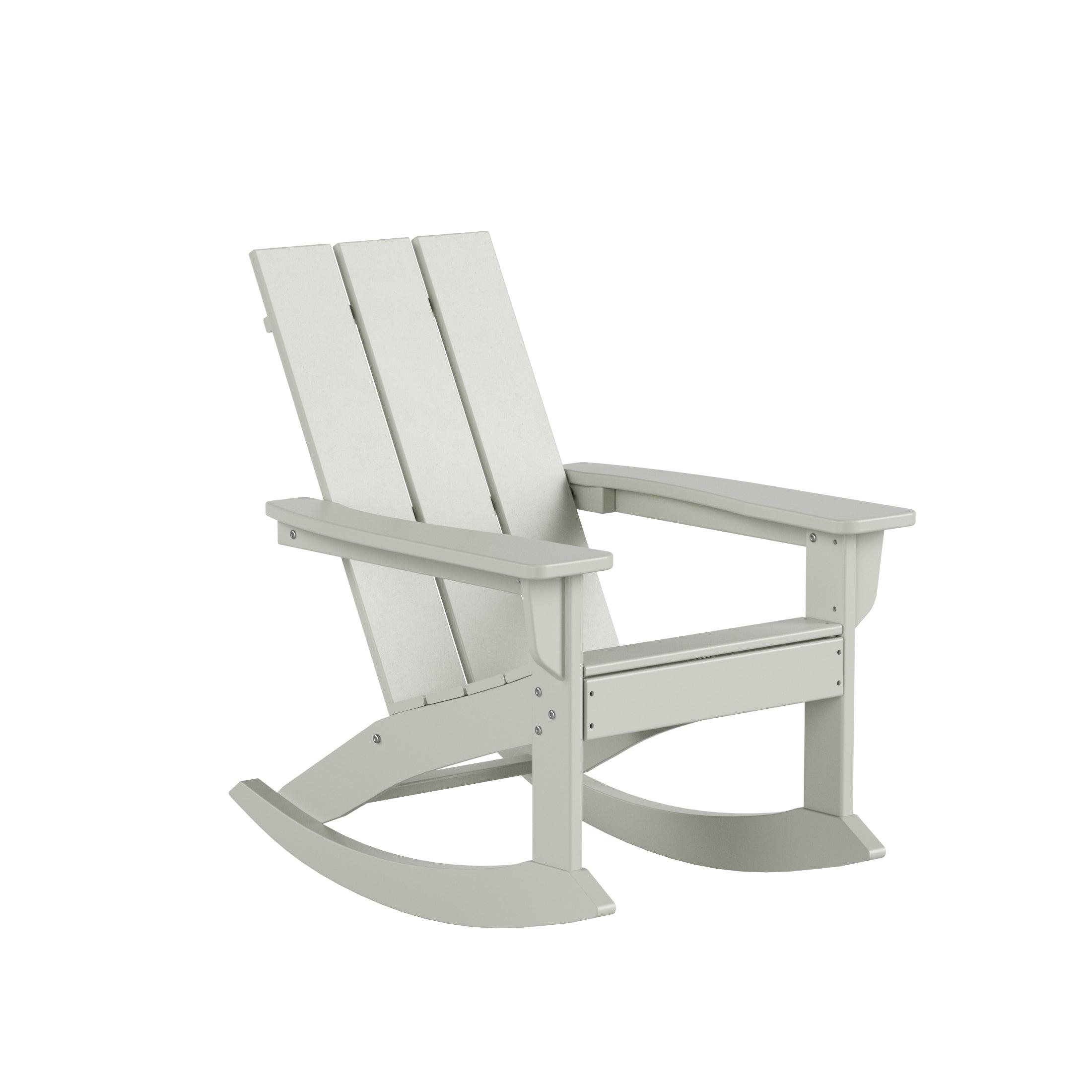 Palms 3 Piece Modern Adirondack Rocking Chair with Side Table Set - Costaelm