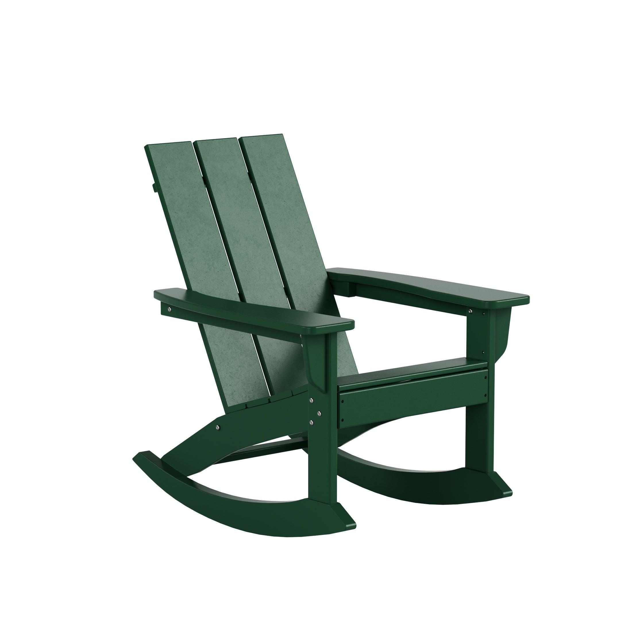 Palms 3 Piece Modern Adirondack Rocking Chair with Side Table Set - Costaelm