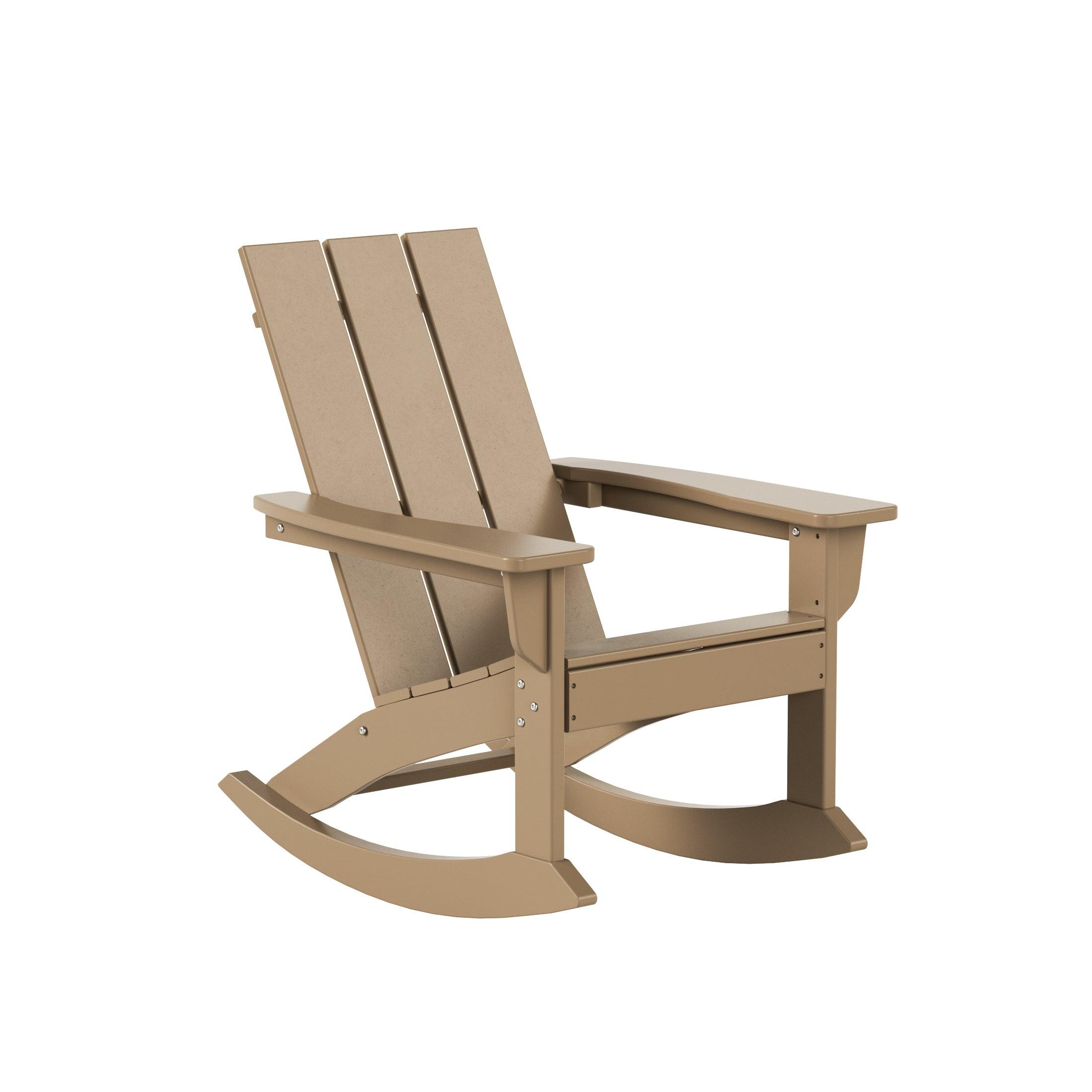 Palms 3 Piece Modern Adirondack Rocking Chair with Side Table Set - Costaelm