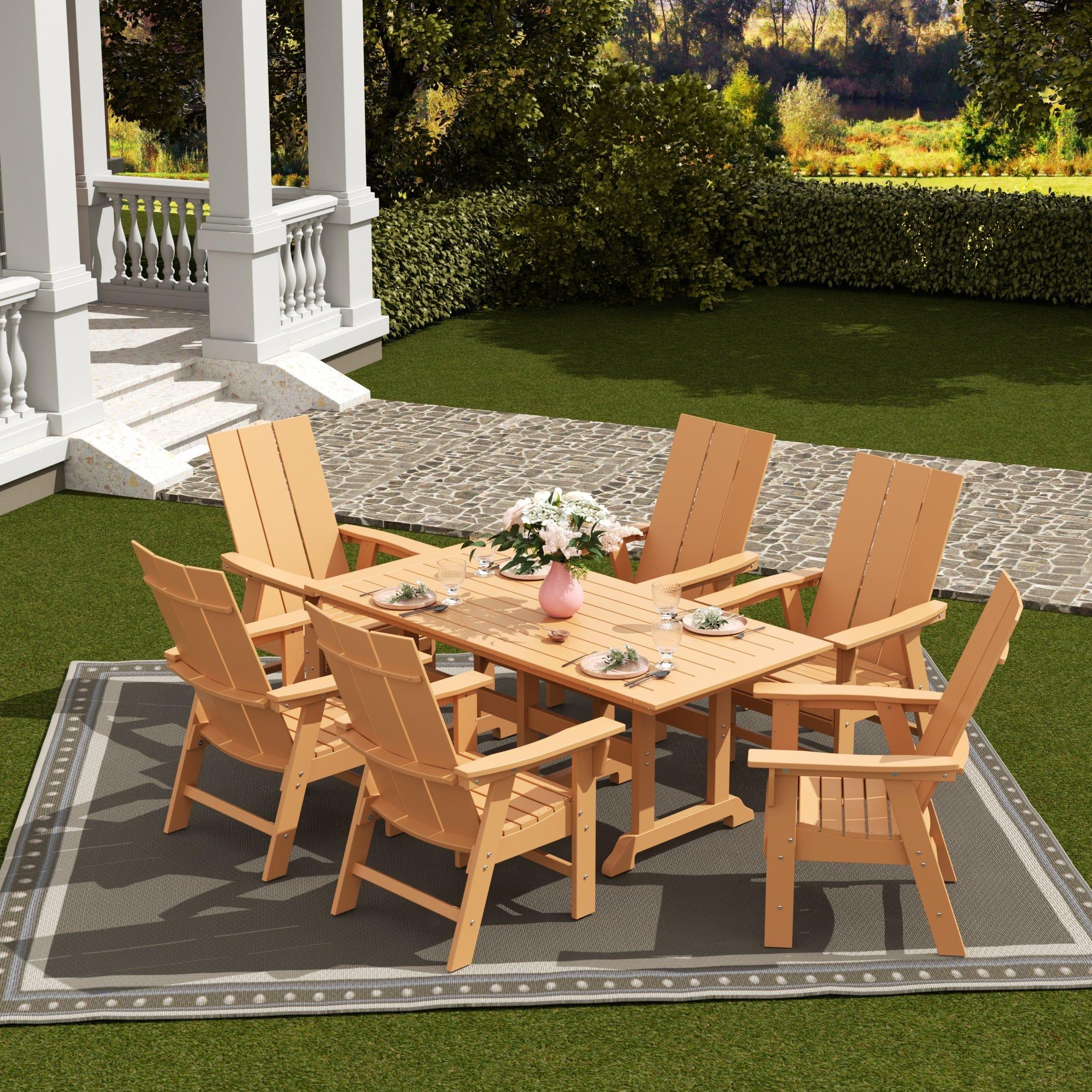 Palms 7 Piece Dining Table Modern Adirondack Chair Set - Costaelm