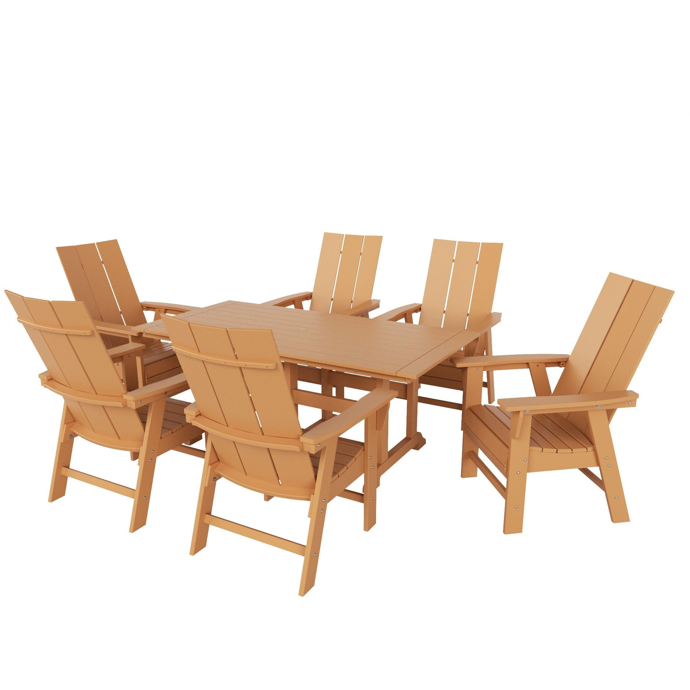 Palms 7 Piece Dining Table Modern Adirondack Chair Set - Costaelm