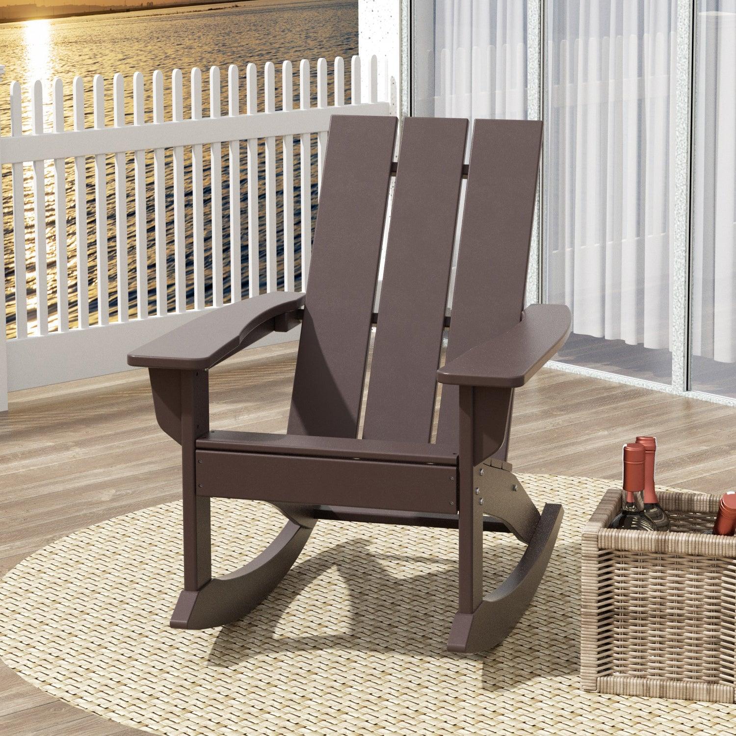 Palms Modern Adirondack Plastic Outdoor Rocking Chair - Costaelm