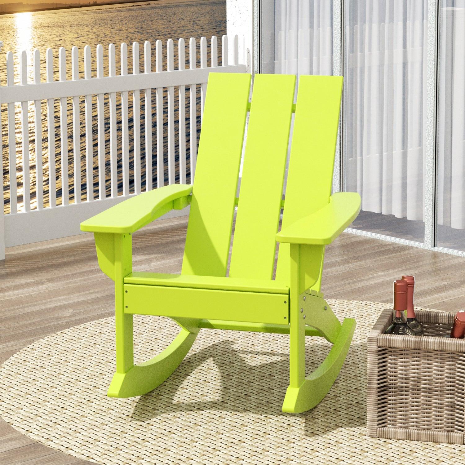 Palms Modern Adirondack Plastic Outdoor Rocking Chair - Costaelm