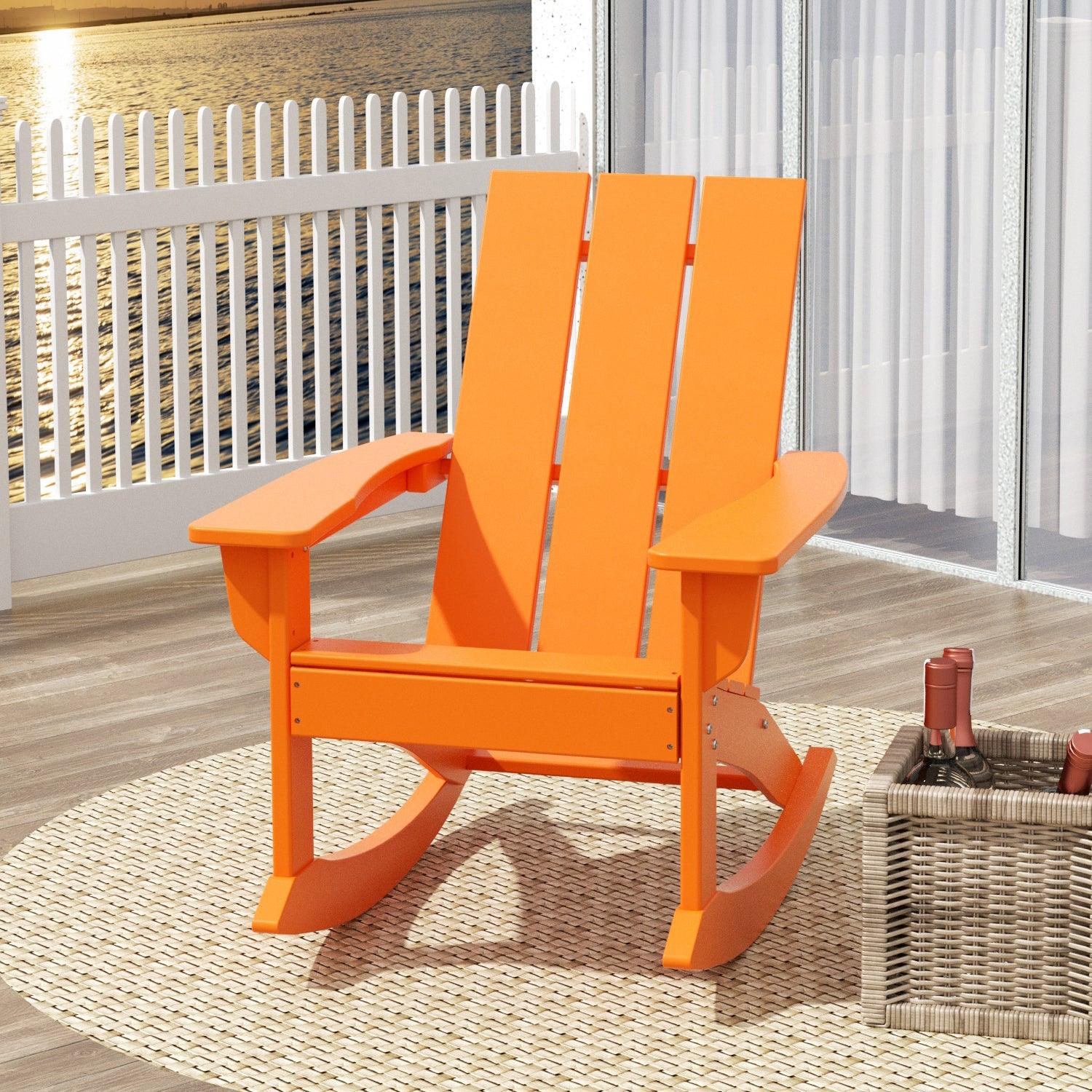 Palms Modern Adirondack Plastic Outdoor Rocking Chair - Costaelm