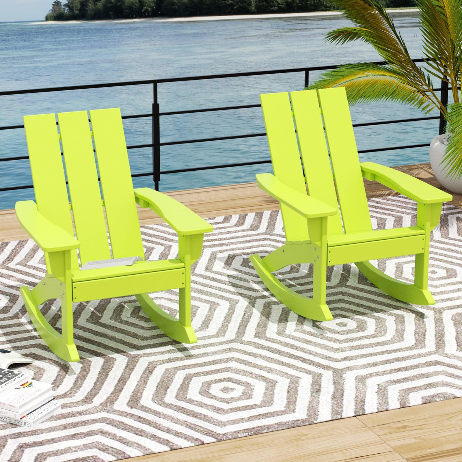 Palms Modern Adirondack Plastic Outdoor Rocking Chairs (Set of 2) - Costaelm