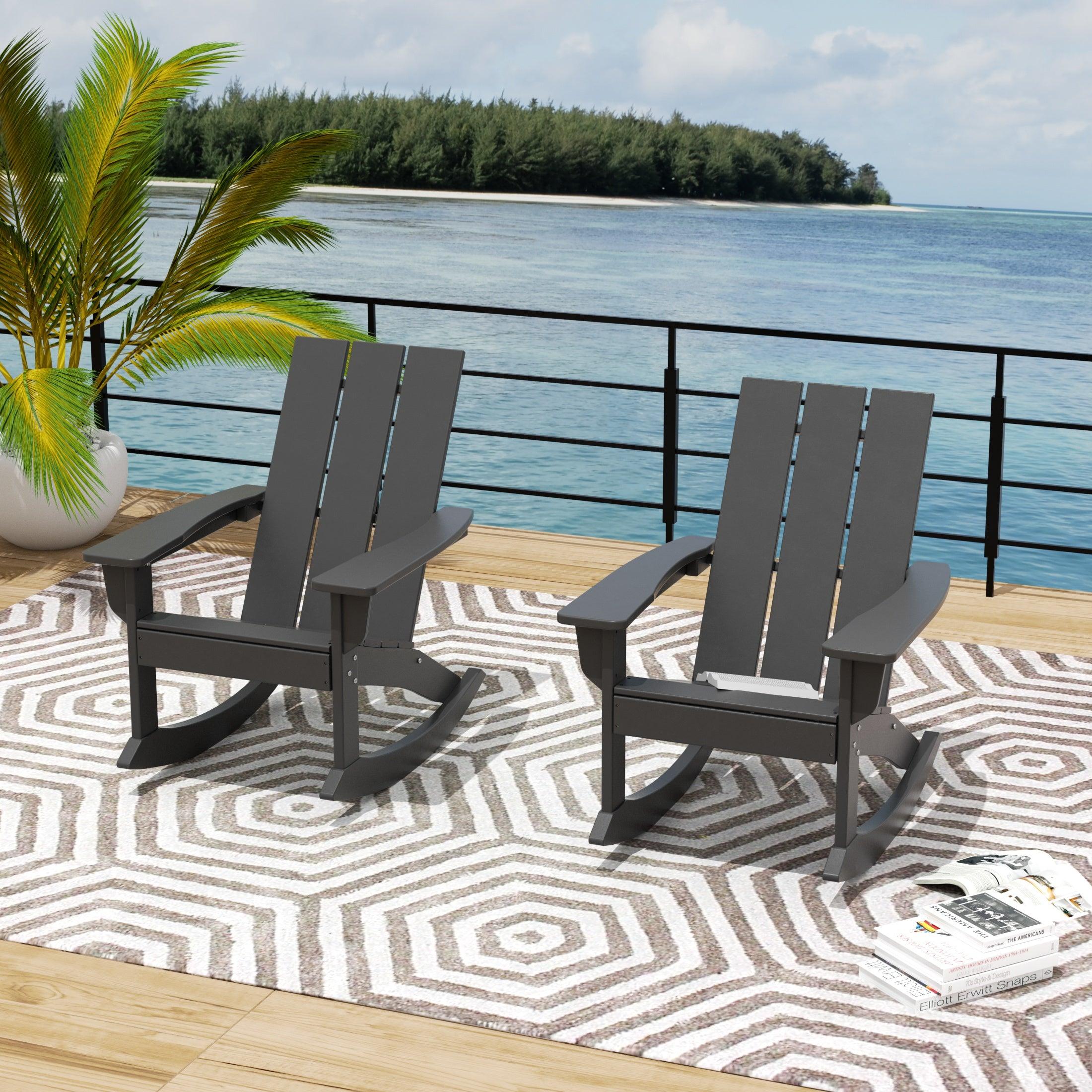 Palms Modern Adirondack Plastic Outdoor Rocking Chairs (Set of 2) - Costaelm