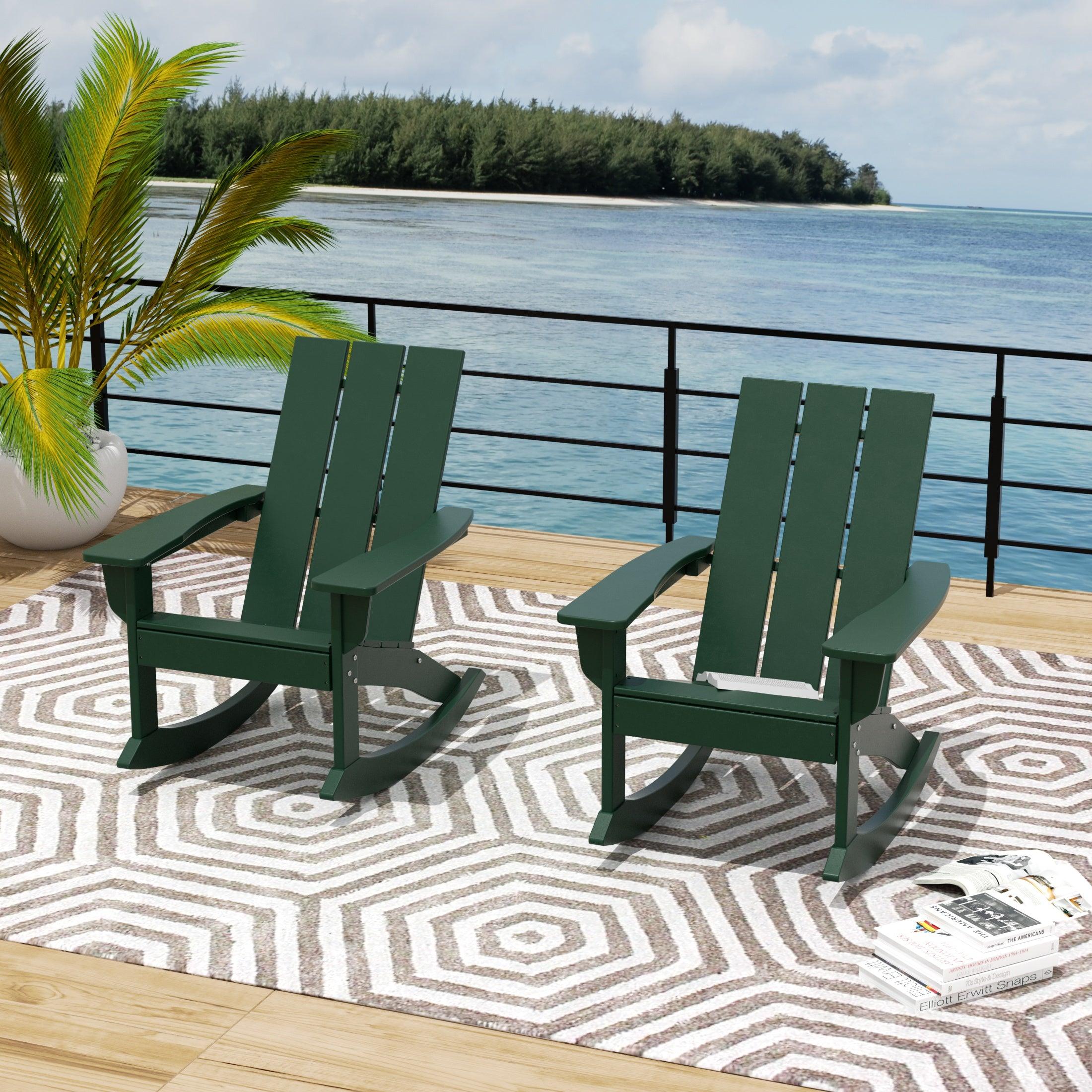 Palms Modern Adirondack Plastic Outdoor Rocking Chairs (Set of 2) - Costaelm