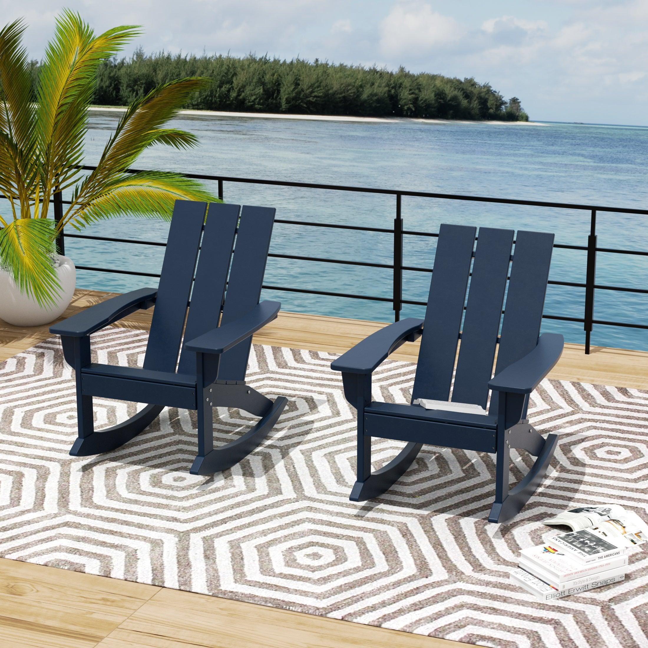 Palms Modern Adirondack Plastic Outdoor Rocking Chairs (Set of 2) - Costaelm