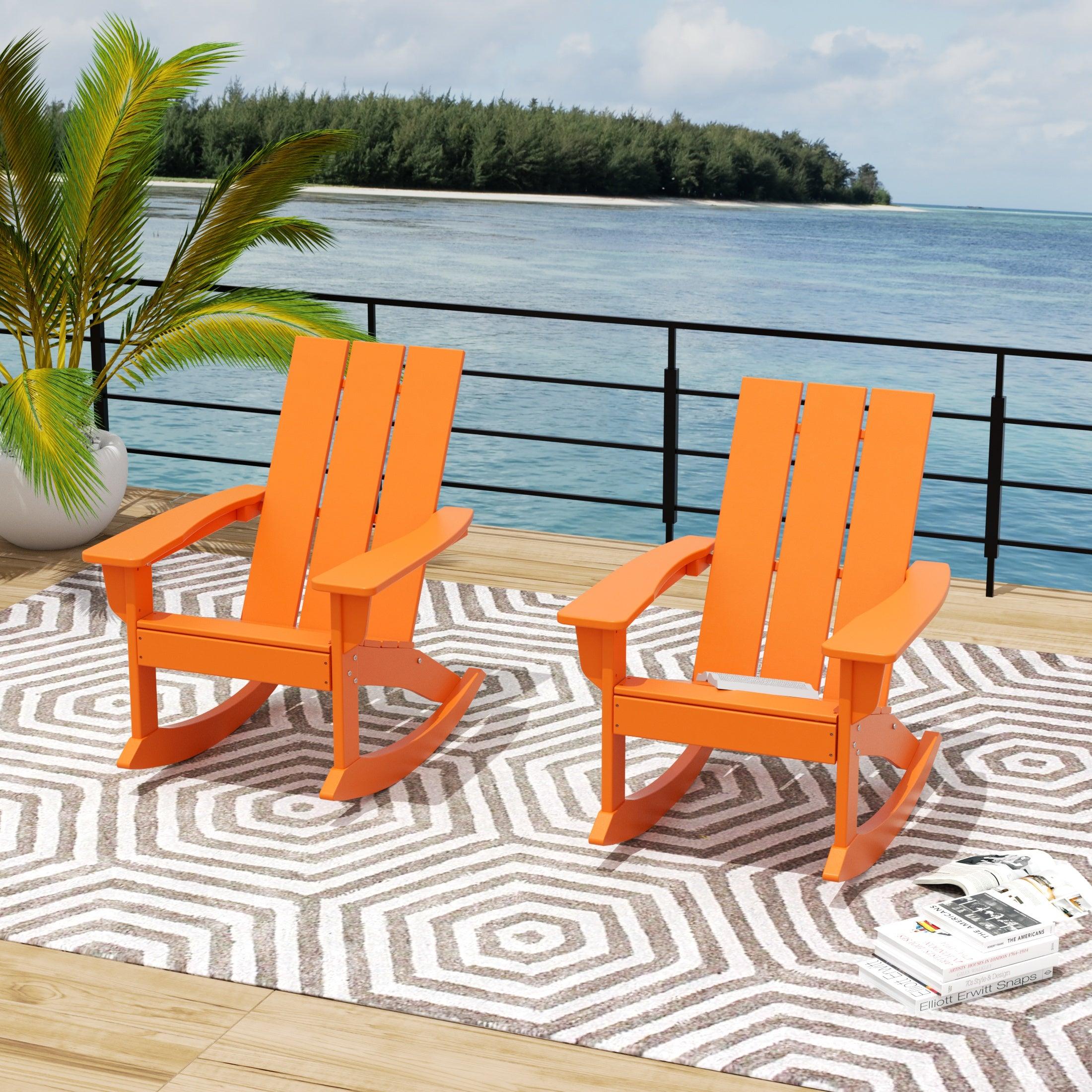 Palms Modern Adirondack Plastic Outdoor Rocking Chairs (Set of 2) - Costaelm
