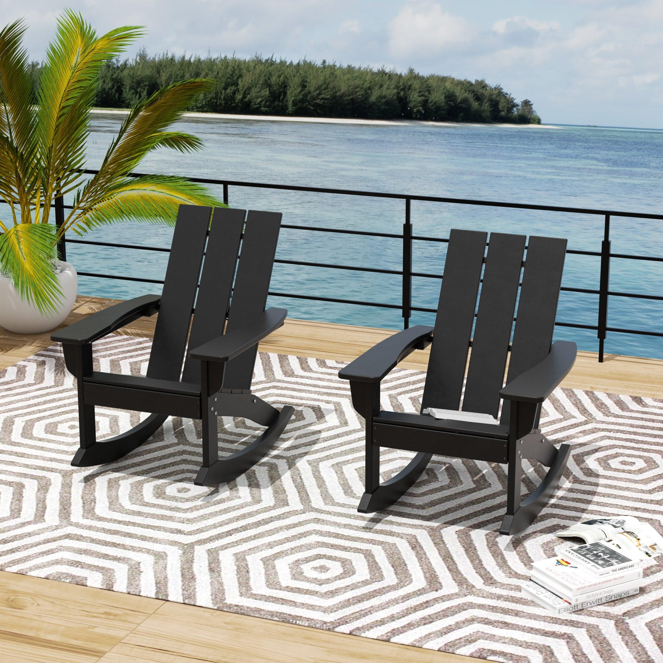 Palms Modern Adirondack Plastic Outdoor Rocking Chairs (Set of 2) - Costaelm