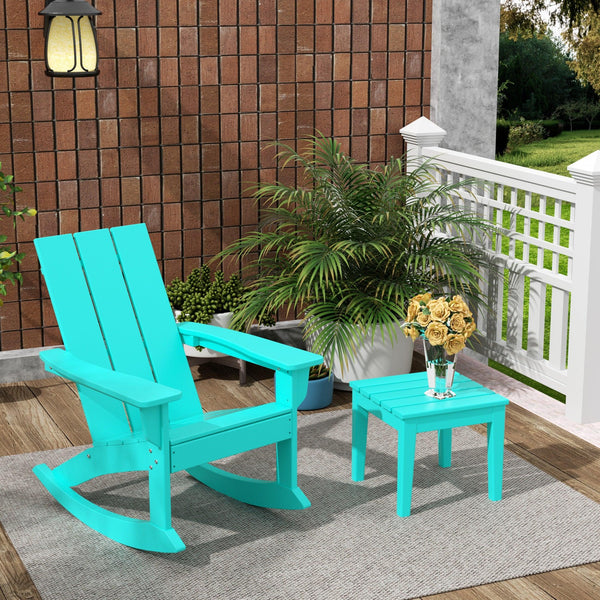 Palms Modern Adirondack Rocking Chair with Side Table Set - Costaelm