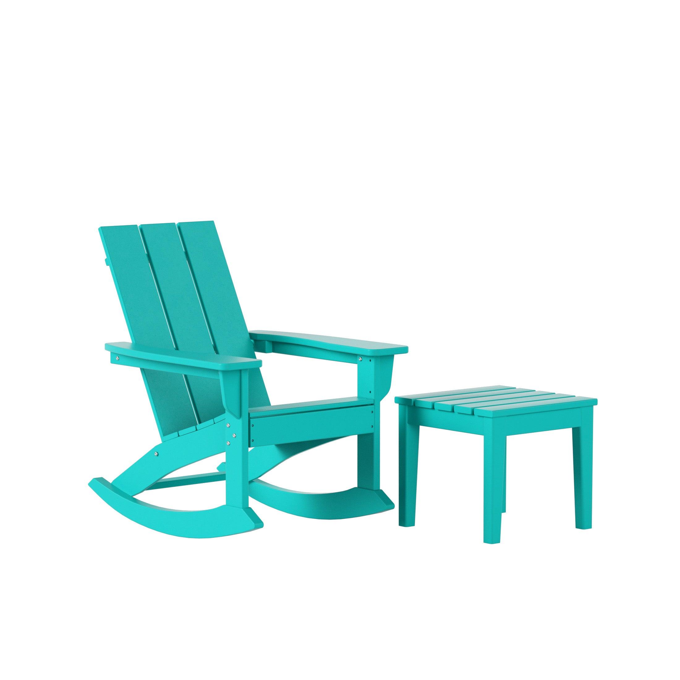 Palms Modern Adirondack Rocking Chair with Side Table Set - Costaelm