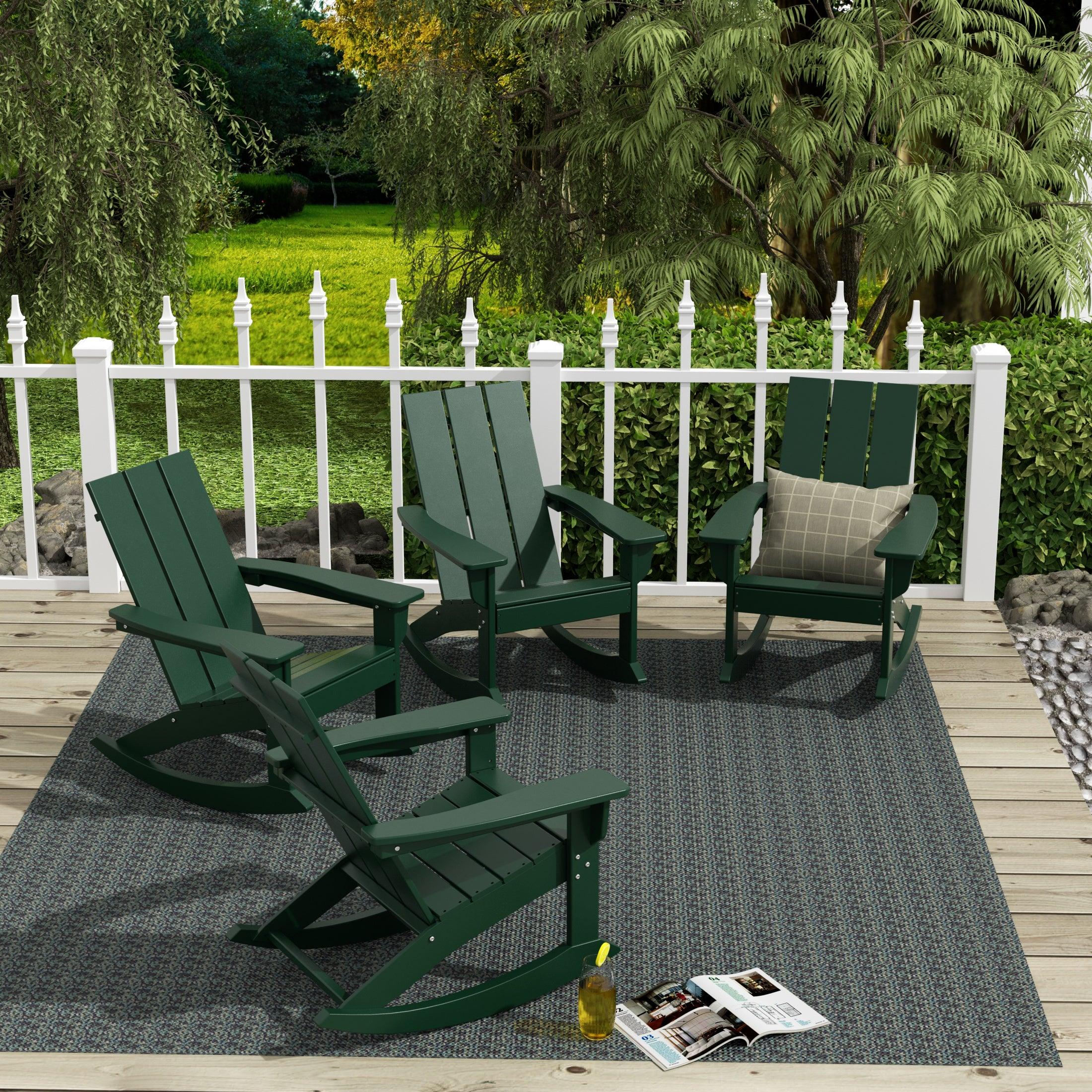 Palms Modern Plastic Outdoor Rocking Chairs (Set of 4) - Costaelm