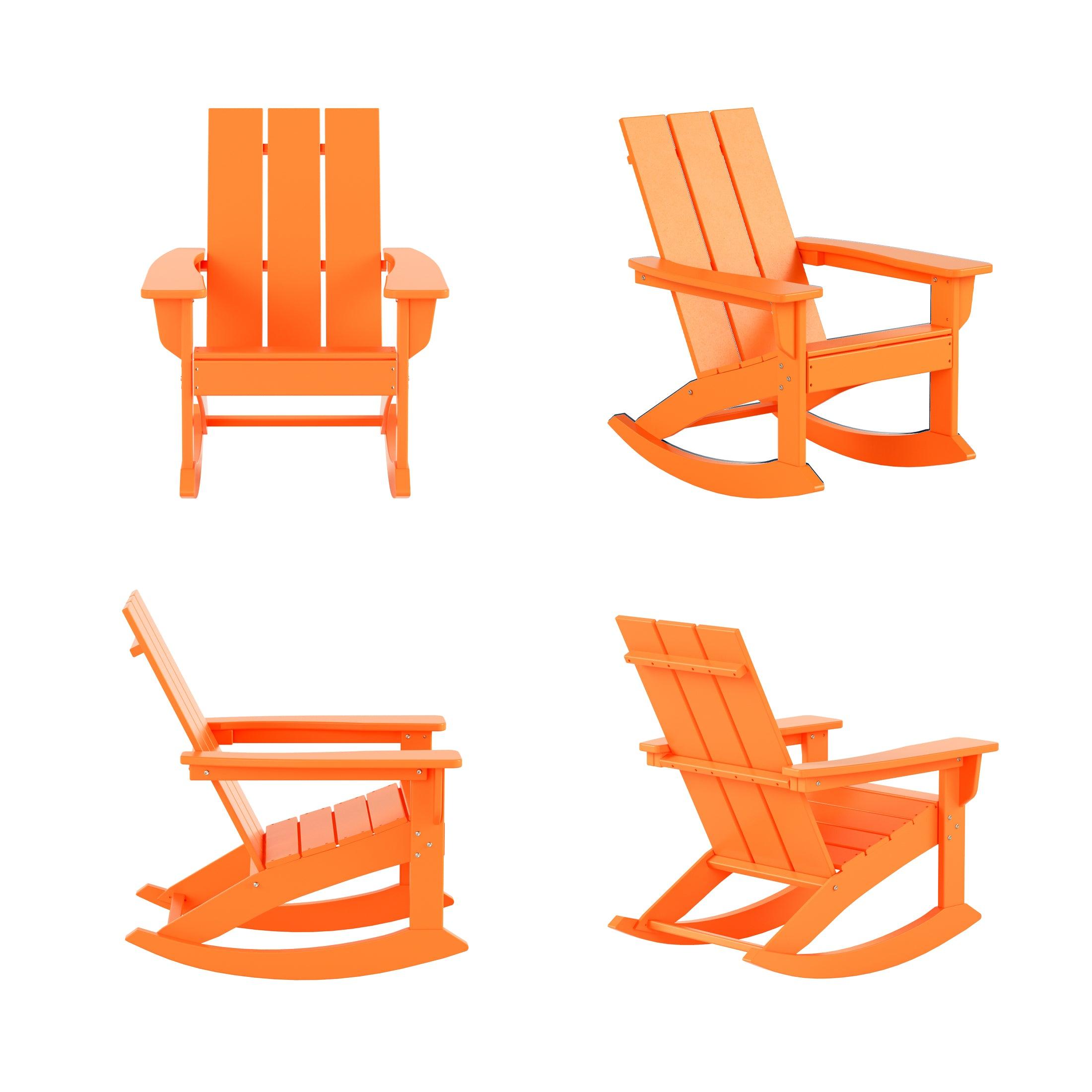 Palms Modern Plastic Outdoor Rocking Chairs (Set of 4) - Costaelm