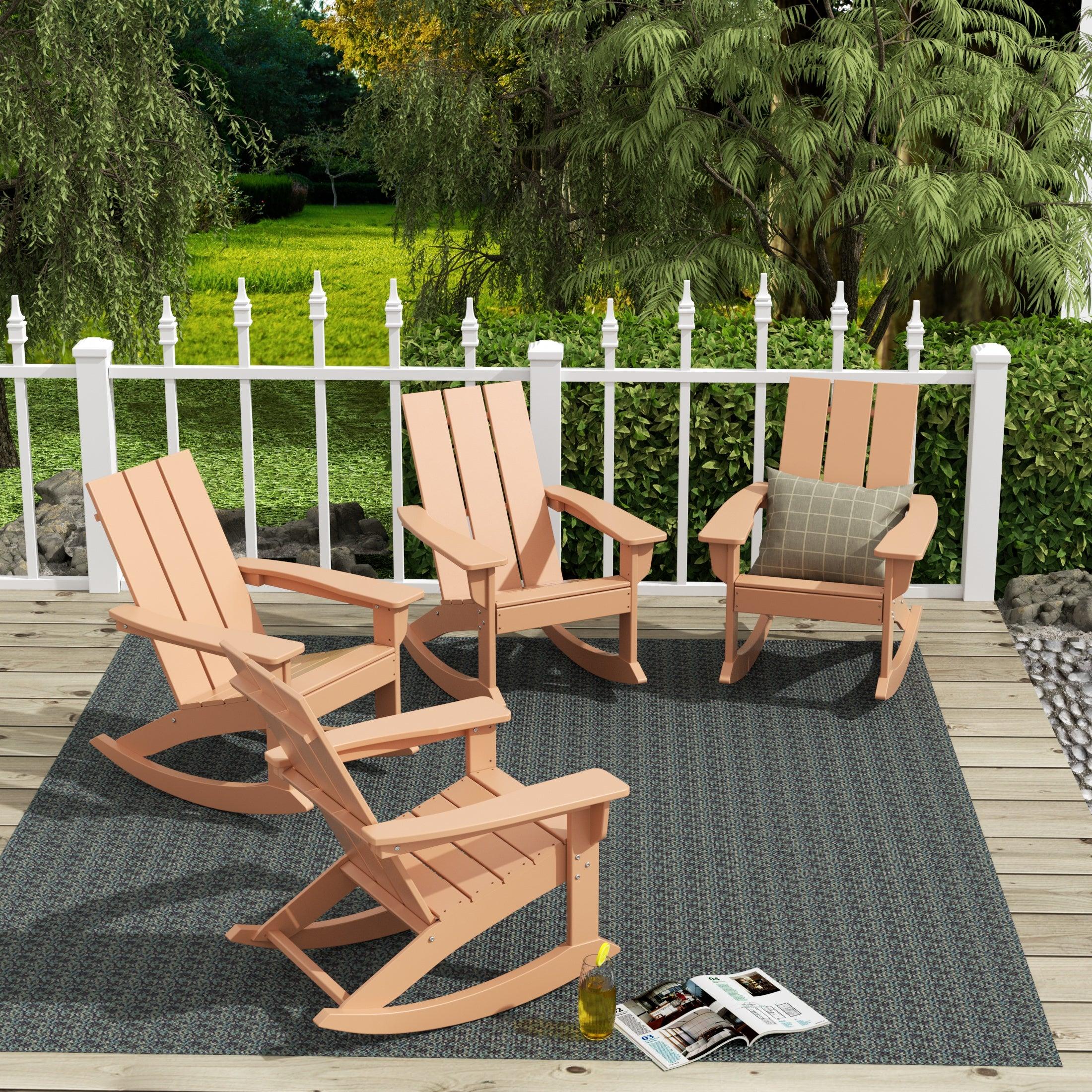 Palms Modern Plastic Outdoor Rocking Chairs (Set of 4) - Costaelm