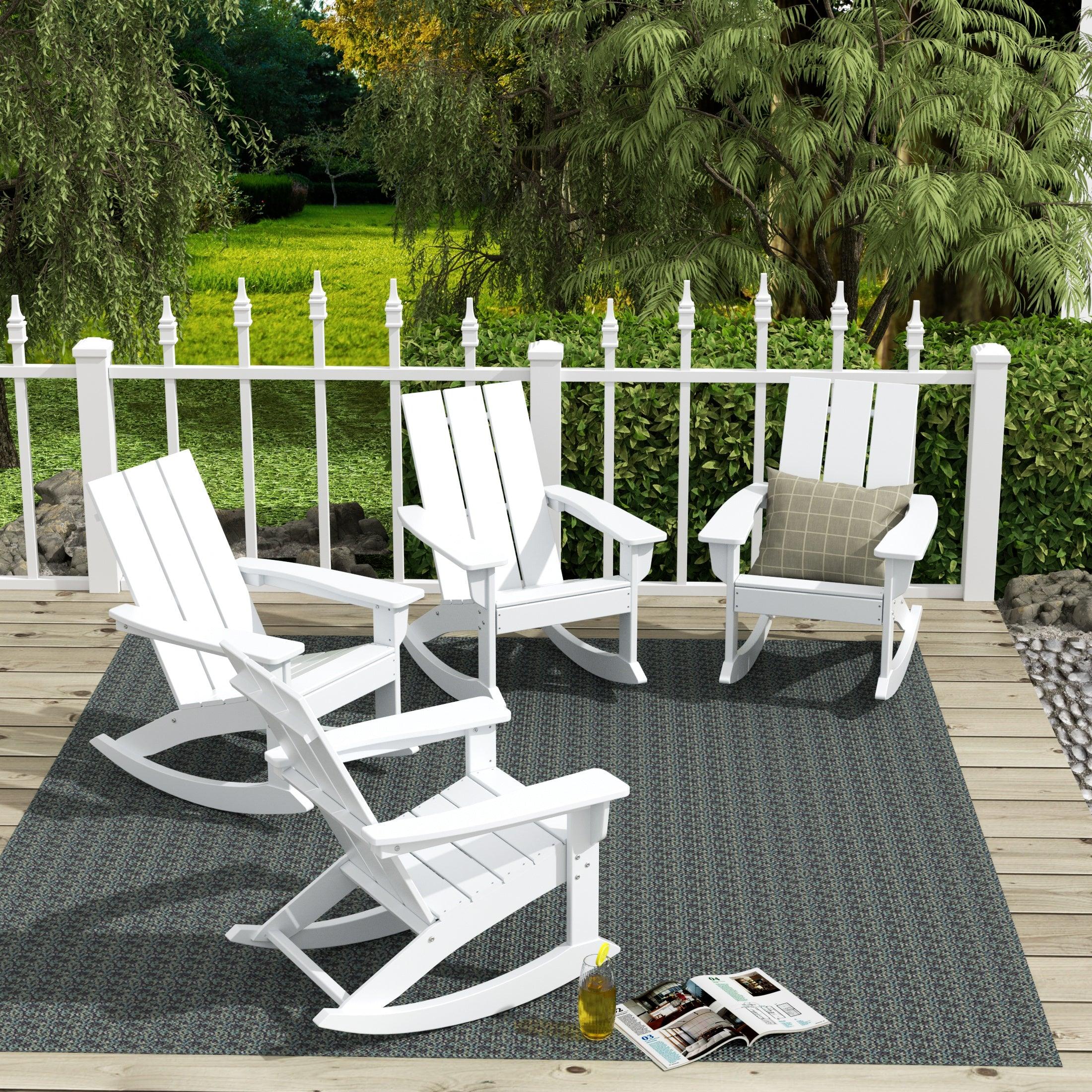 Palms Modern Plastic Outdoor Rocking Chairs (Set of 4) - Costaelm