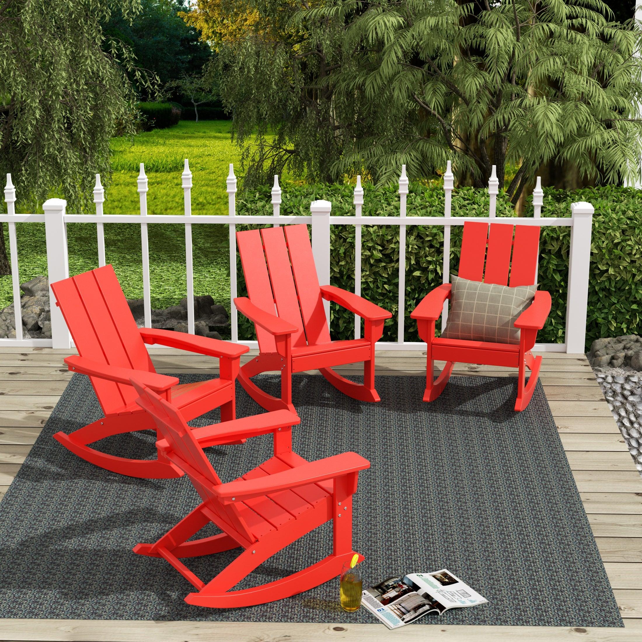 Palms Modern Plastic Outdoor Rocking Chairs (Set of 4) - Costaelm