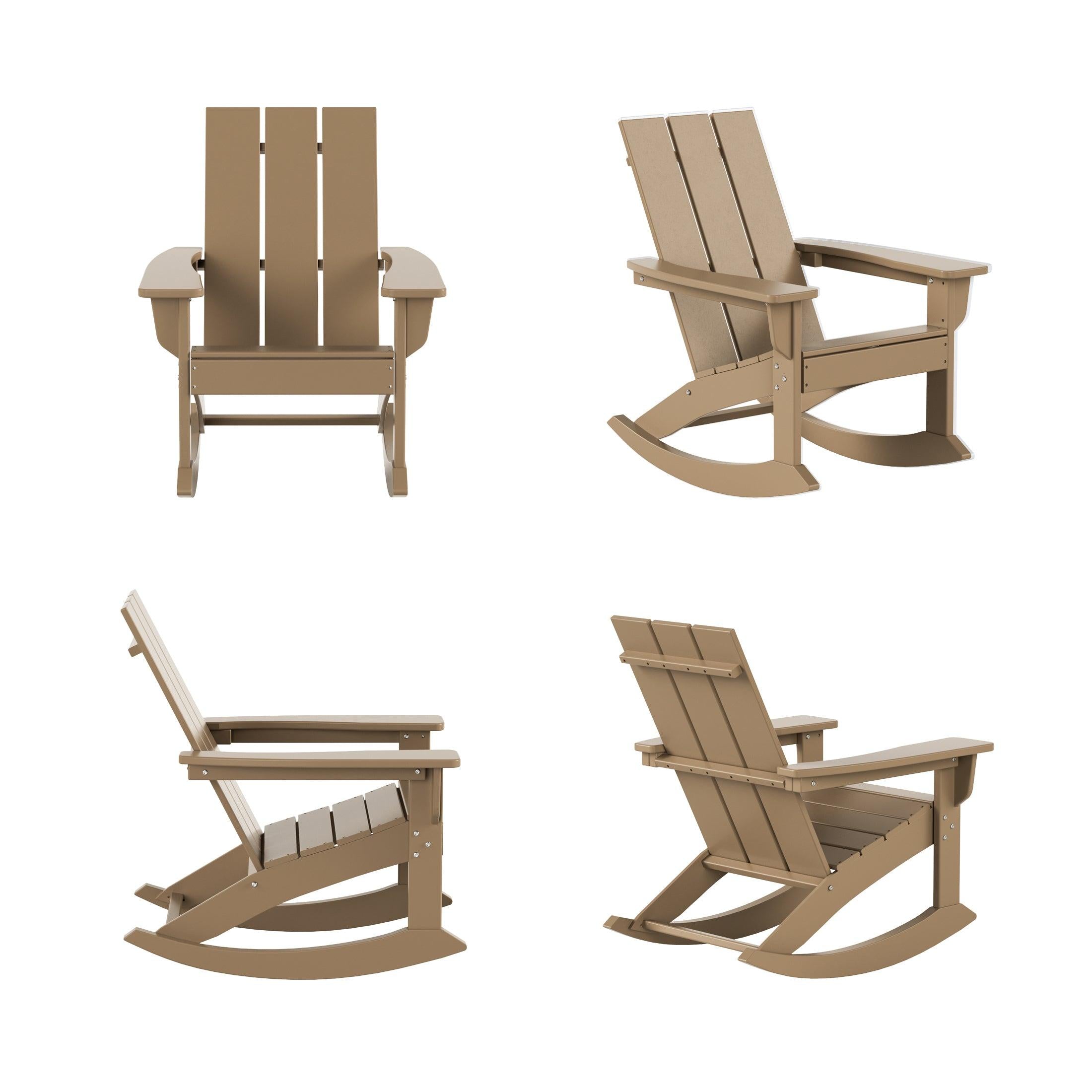 Palms Modern Plastic Outdoor Rocking Chairs (Set of 4) - Costaelm