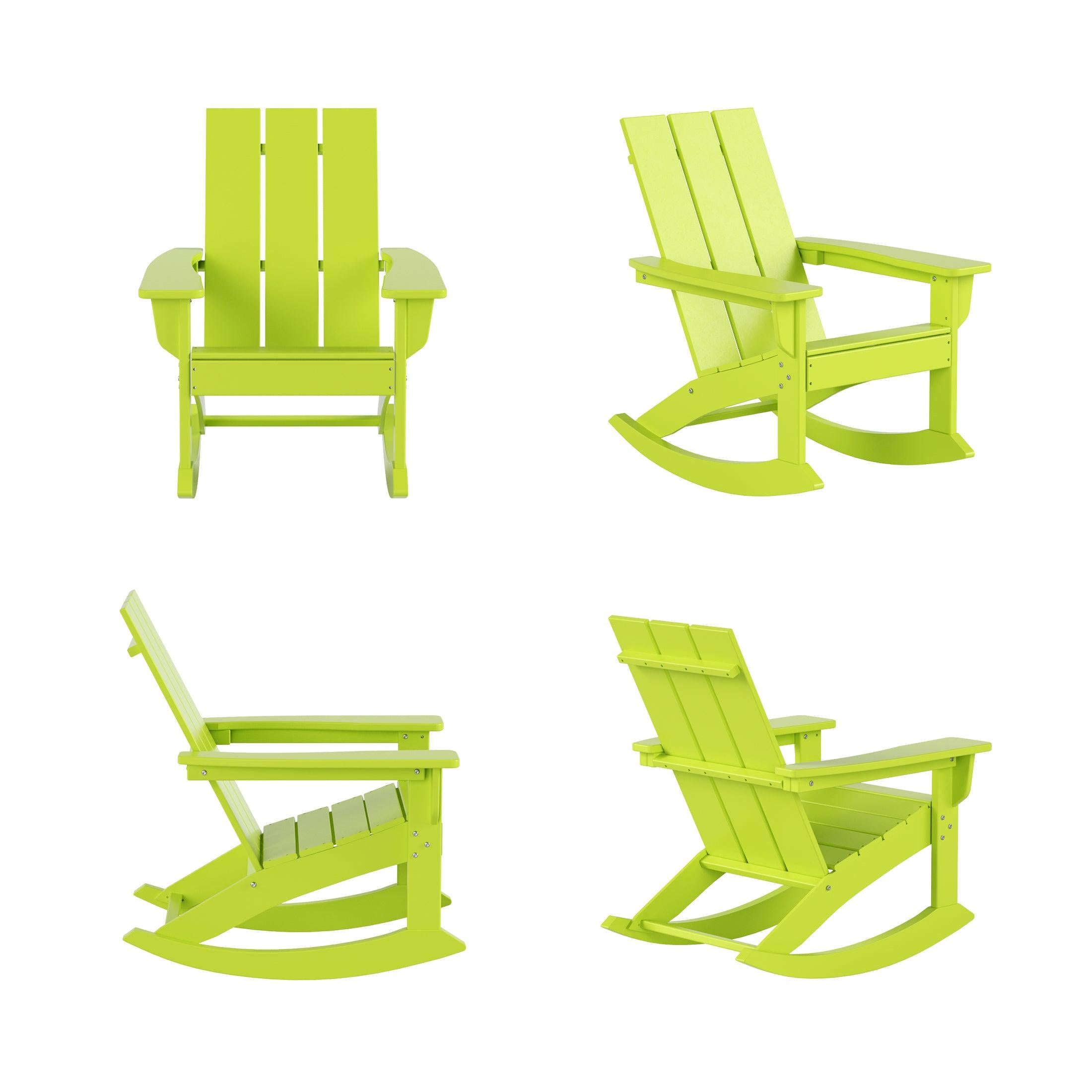 Palms Modern Plastic Outdoor Rocking Chairs (Set of 4) - Costaelm