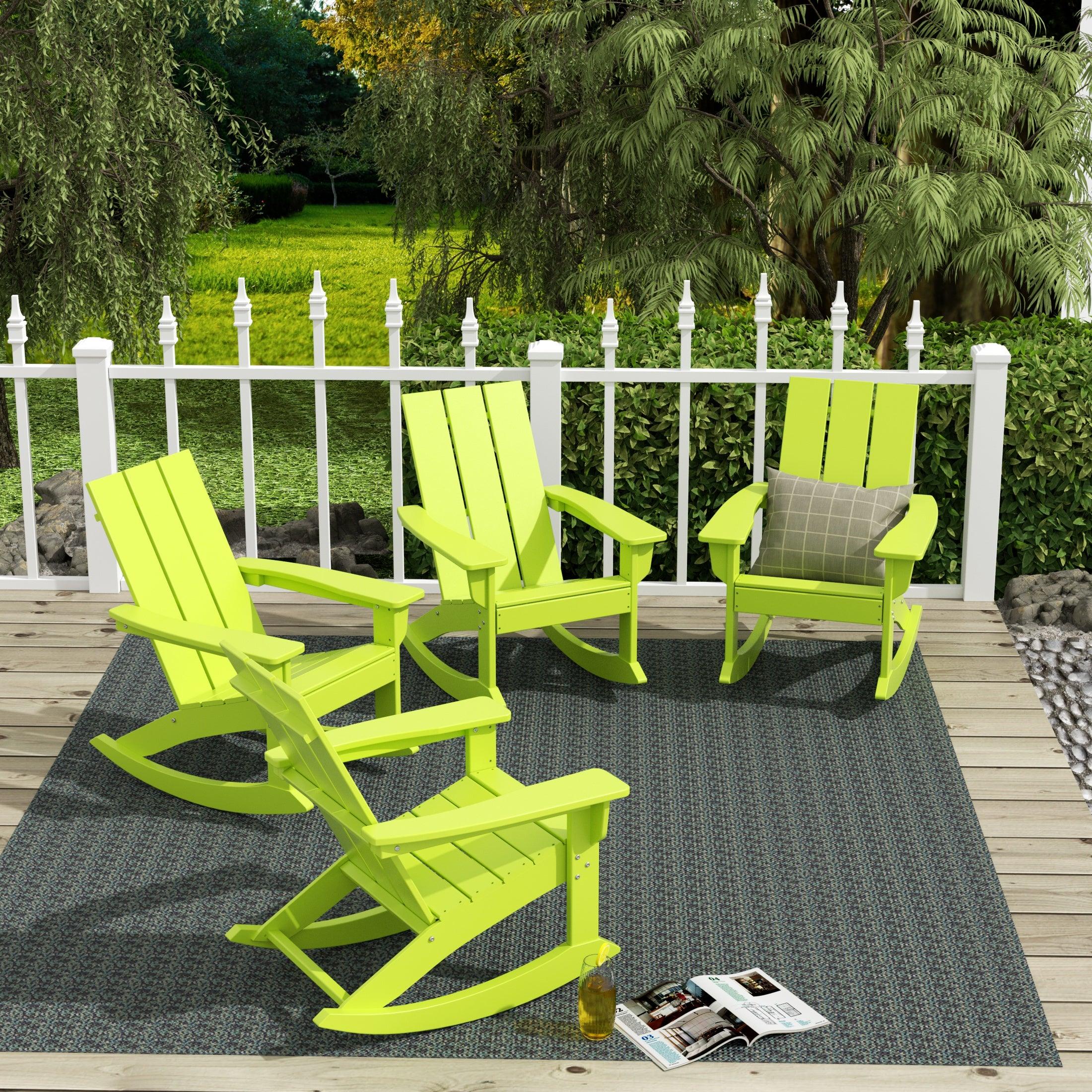 Palms Modern Plastic Outdoor Rocking Chairs (Set of 4) - Costaelm