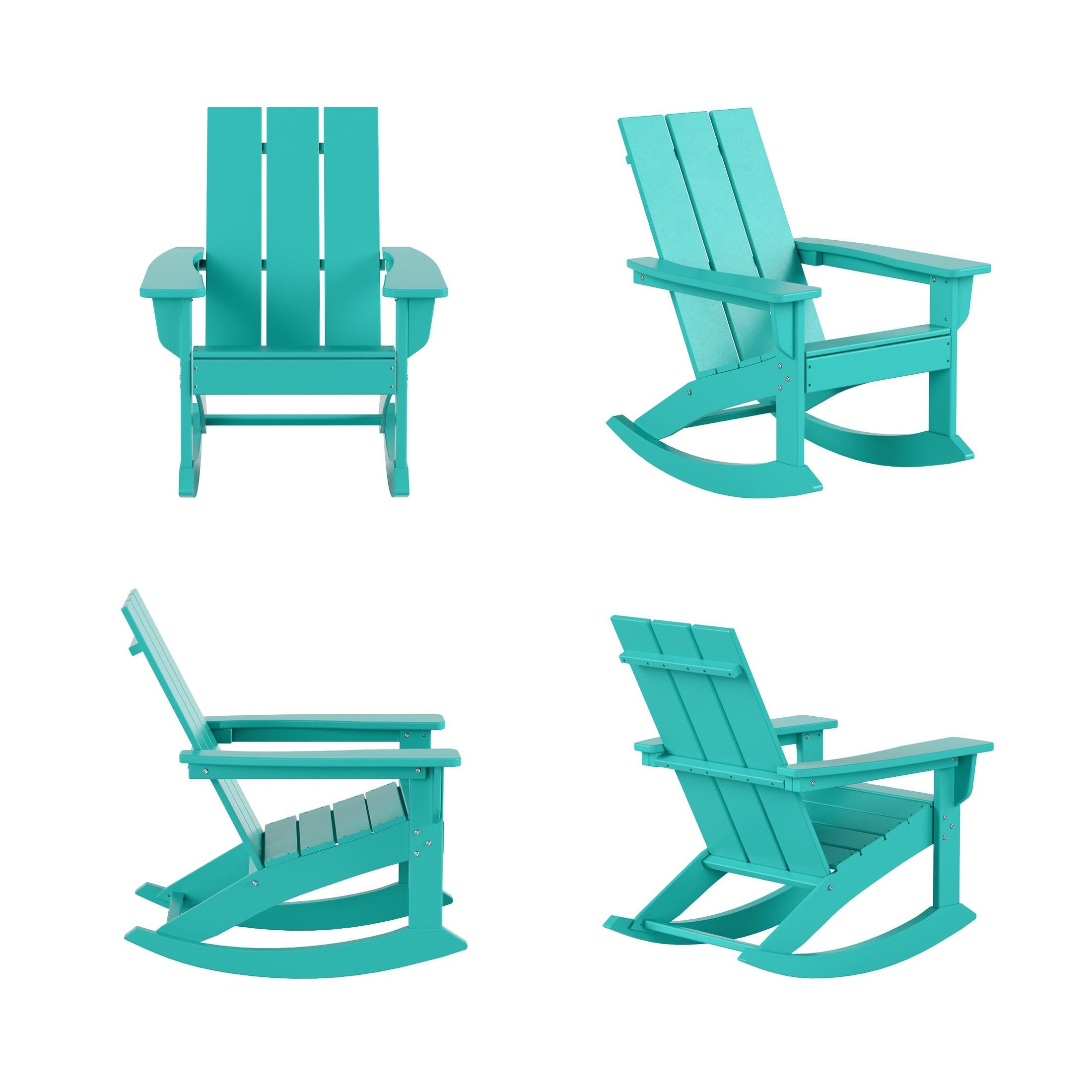 Palms Modern Plastic Outdoor Rocking Chairs (Set of 4) - Costaelm