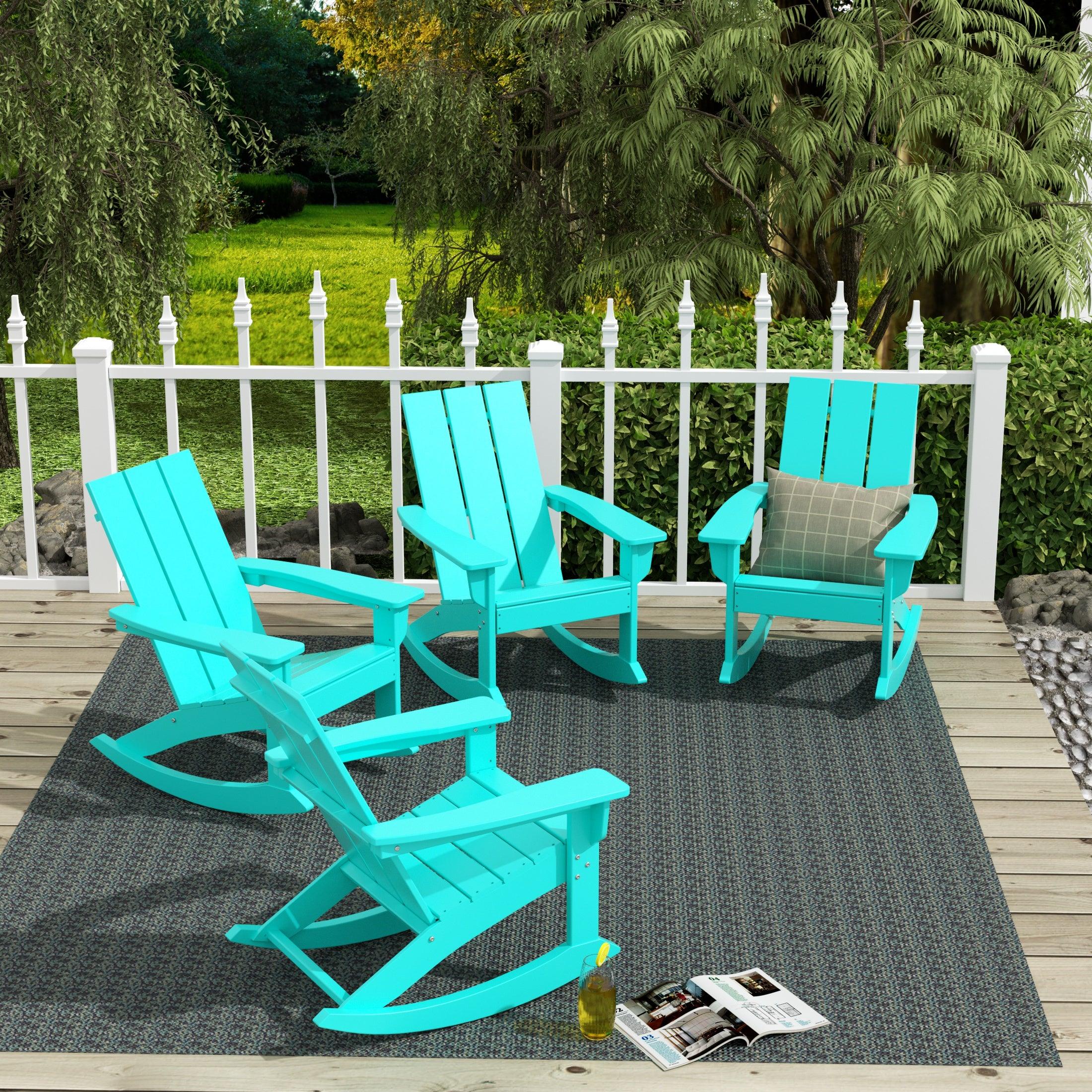 Palms Modern Plastic Outdoor Rocking Chairs (Set of 4) - Costaelm