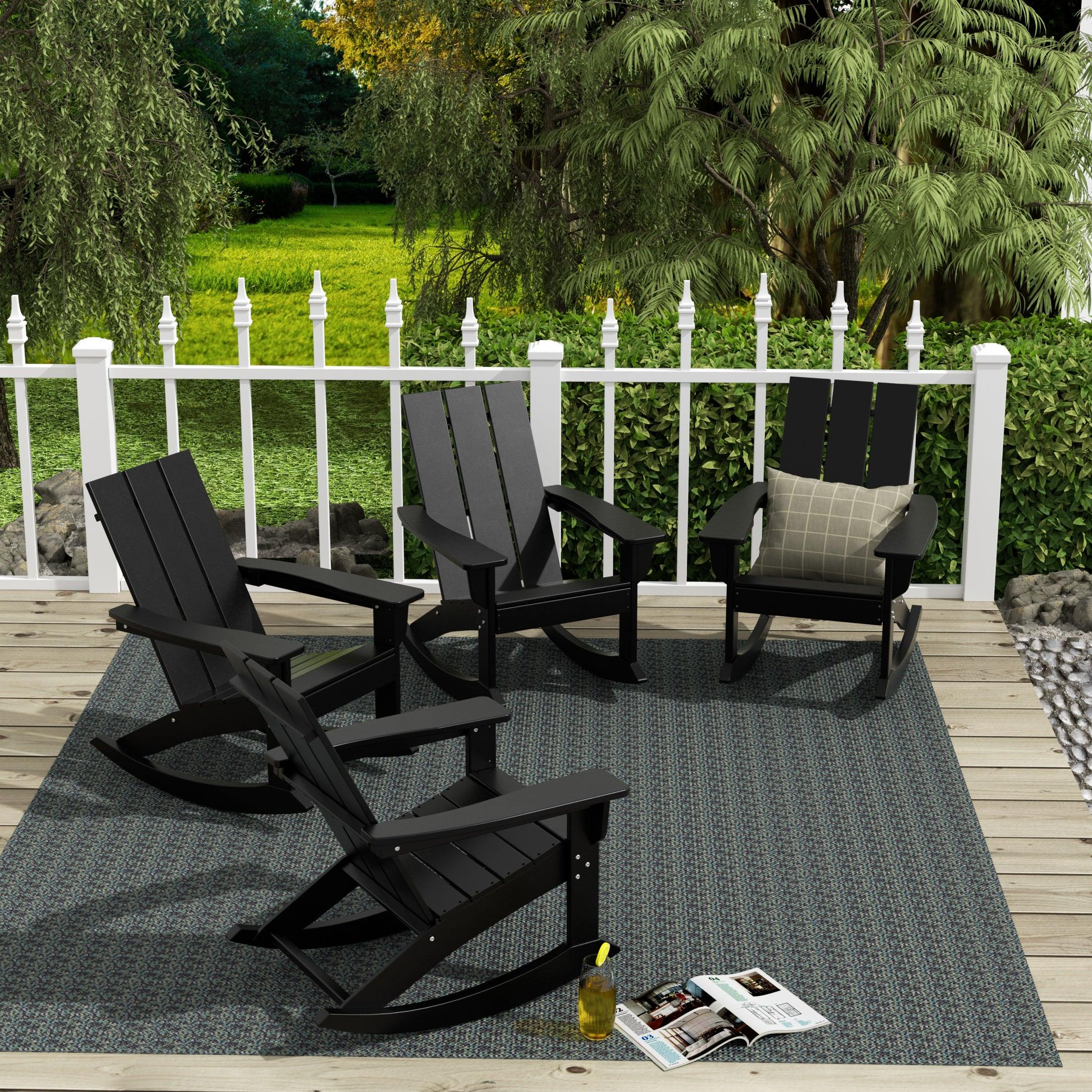 Palms Modern Plastic Outdoor Rocking Chairs (Set of 4) - Costaelm