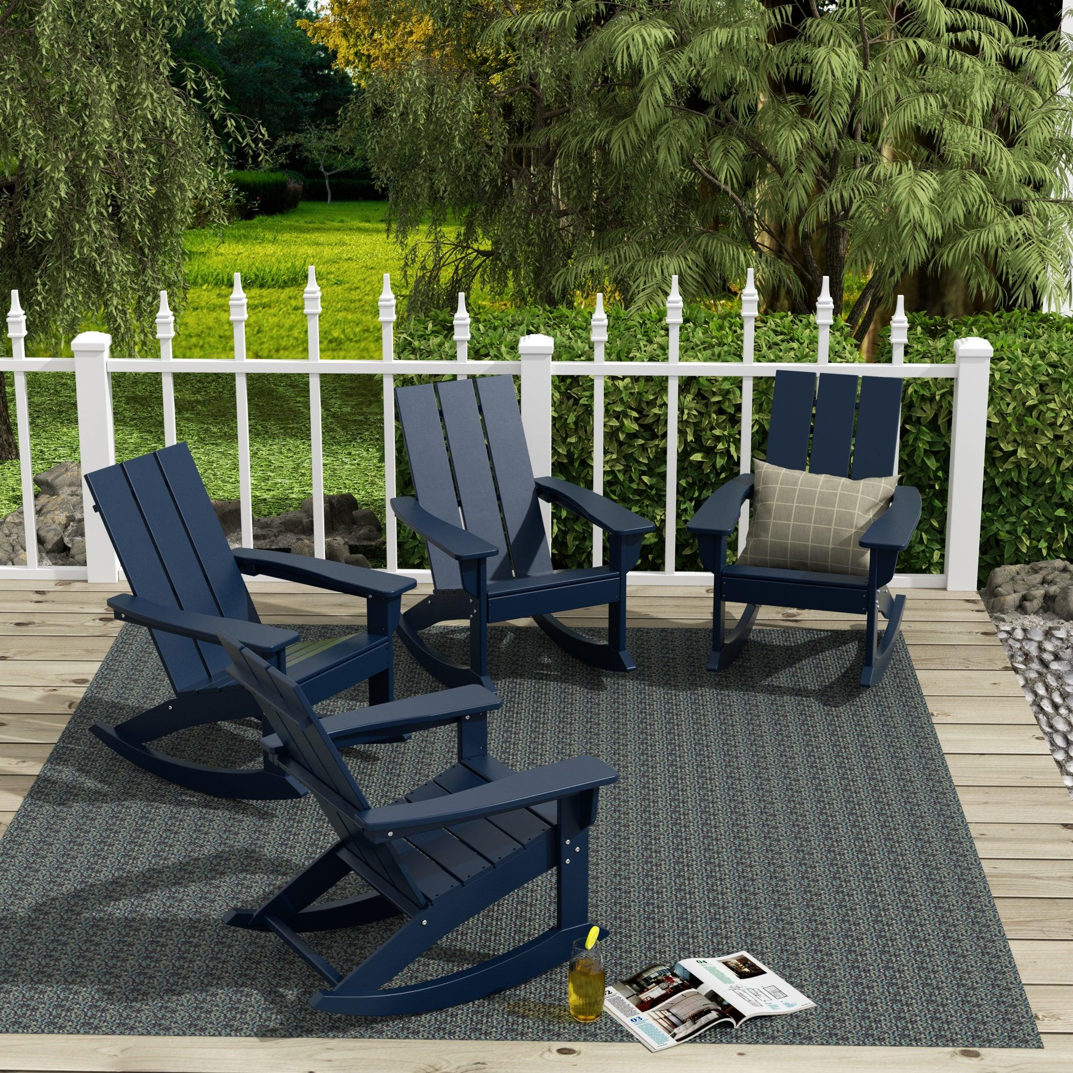 Palms Modern Plastic Outdoor Rocking Chairs (Set of 4) - Costaelm