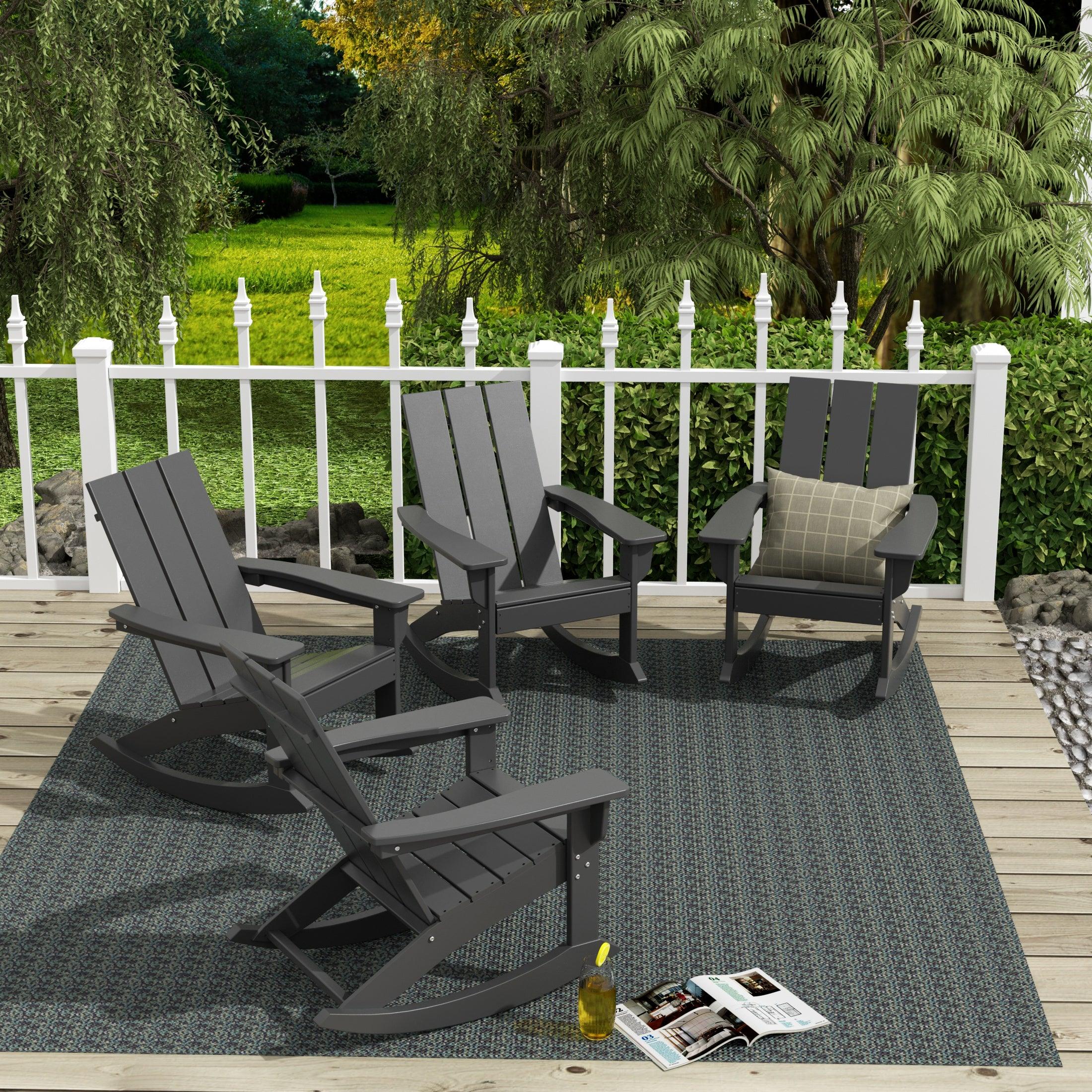 Palms Modern Plastic Outdoor Rocking Chairs (Set of 4) - Costaelm