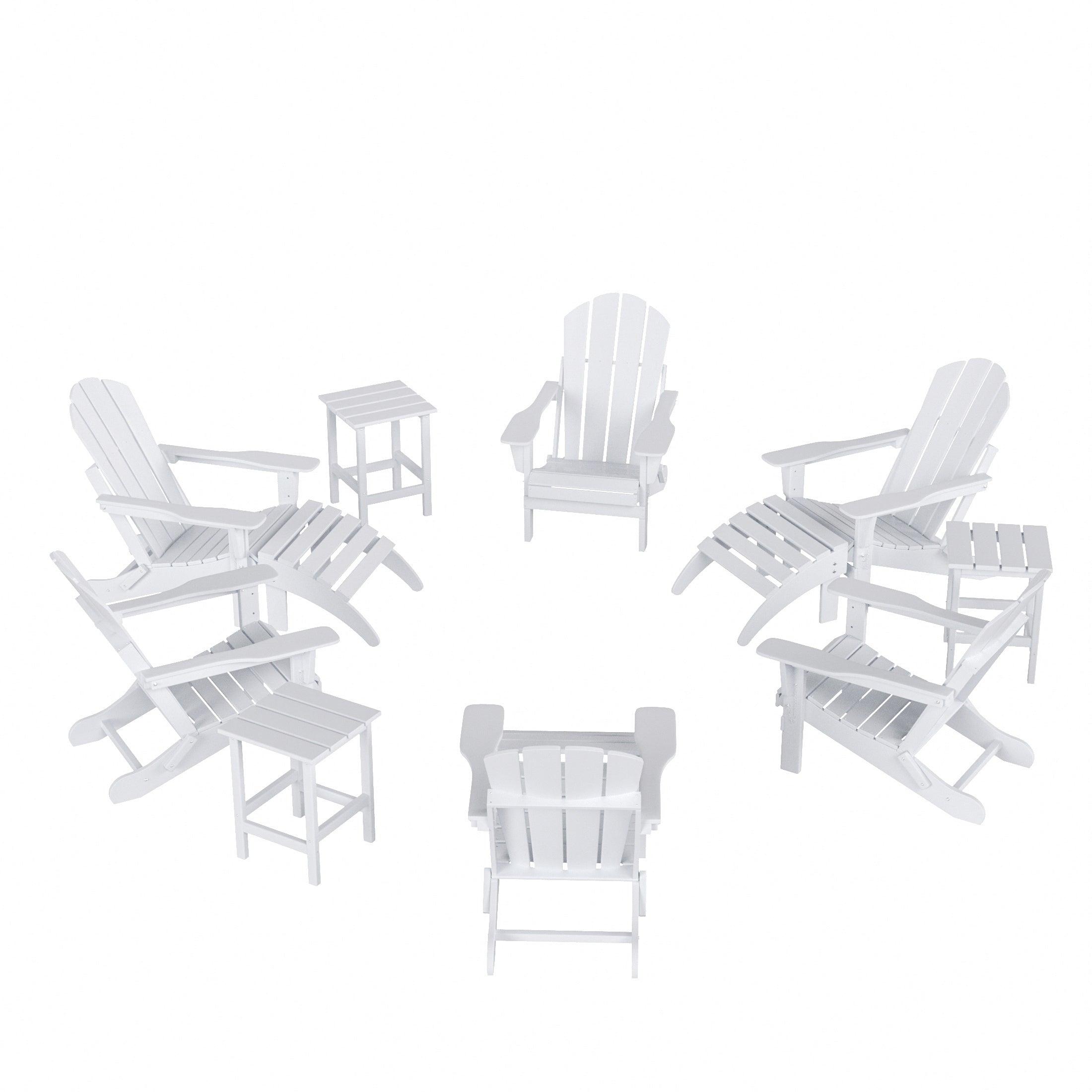 Paradise 12-Piece Set Classic Folding Adirondack Chair with Ottoman and Side Table - Costaelm