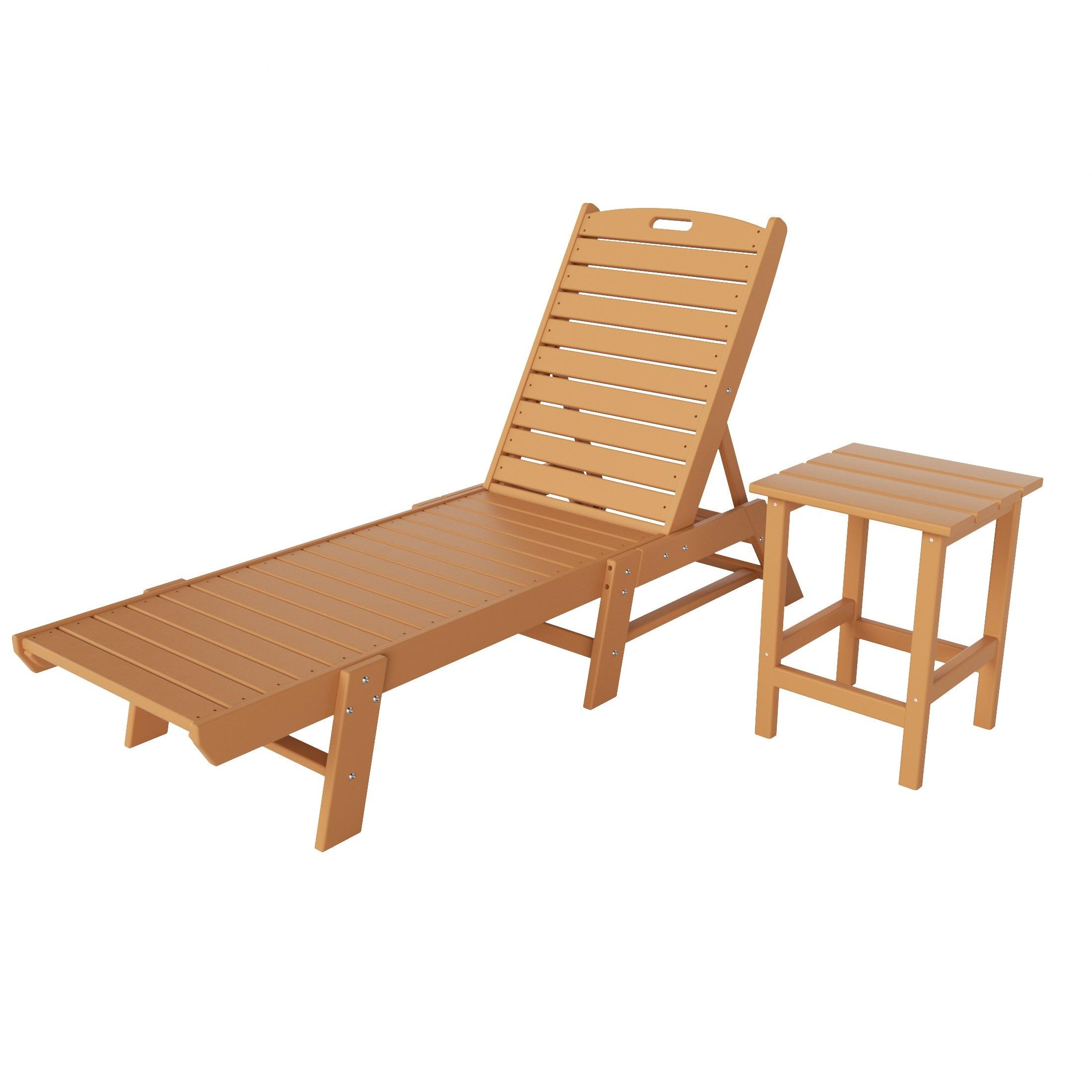 Paradise 2-Piece Set Adirondack Chaise Lounge with Side Table - Costaelm