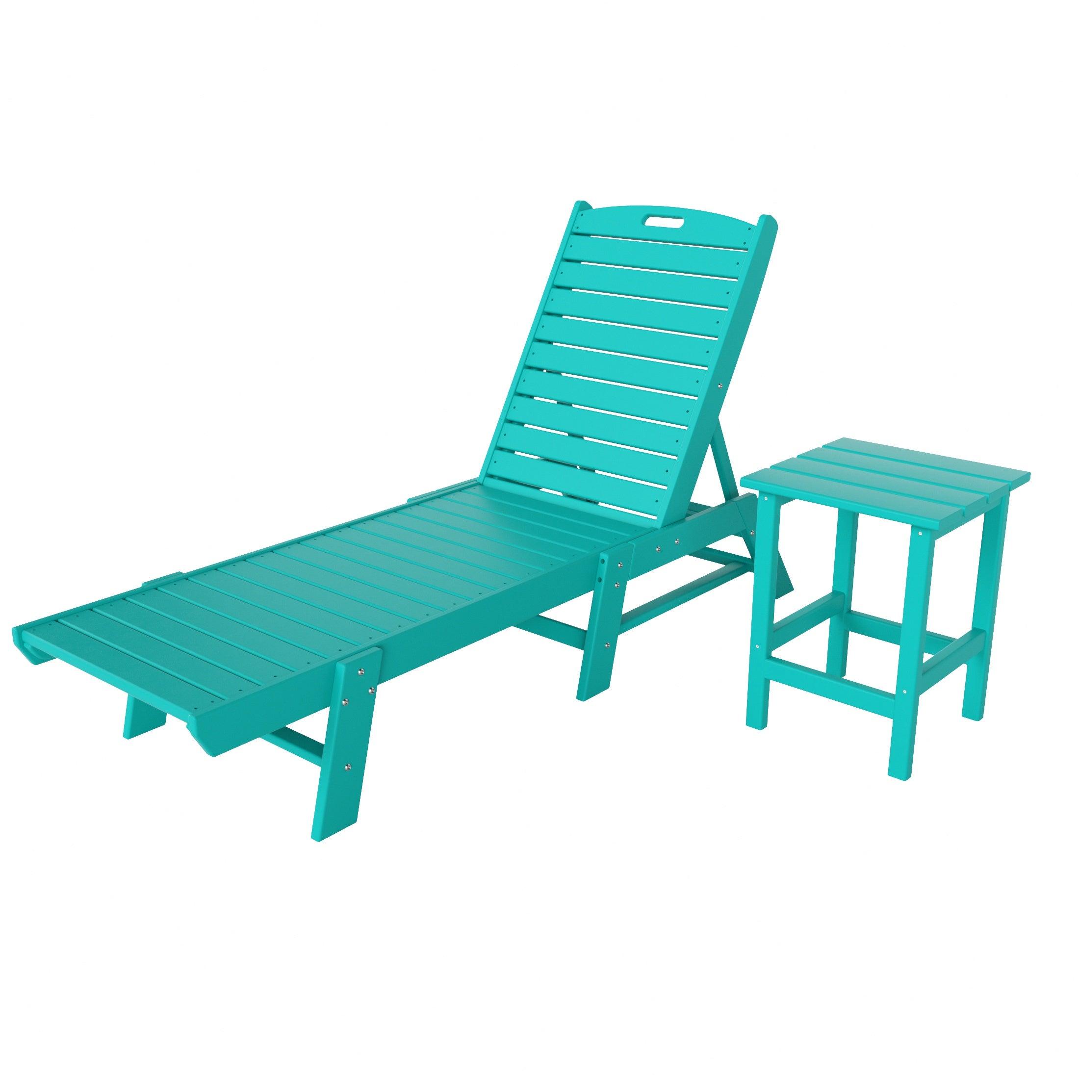 Paradise 2-Piece Set Adirondack Chaise Lounge with Side Table - Costaelm