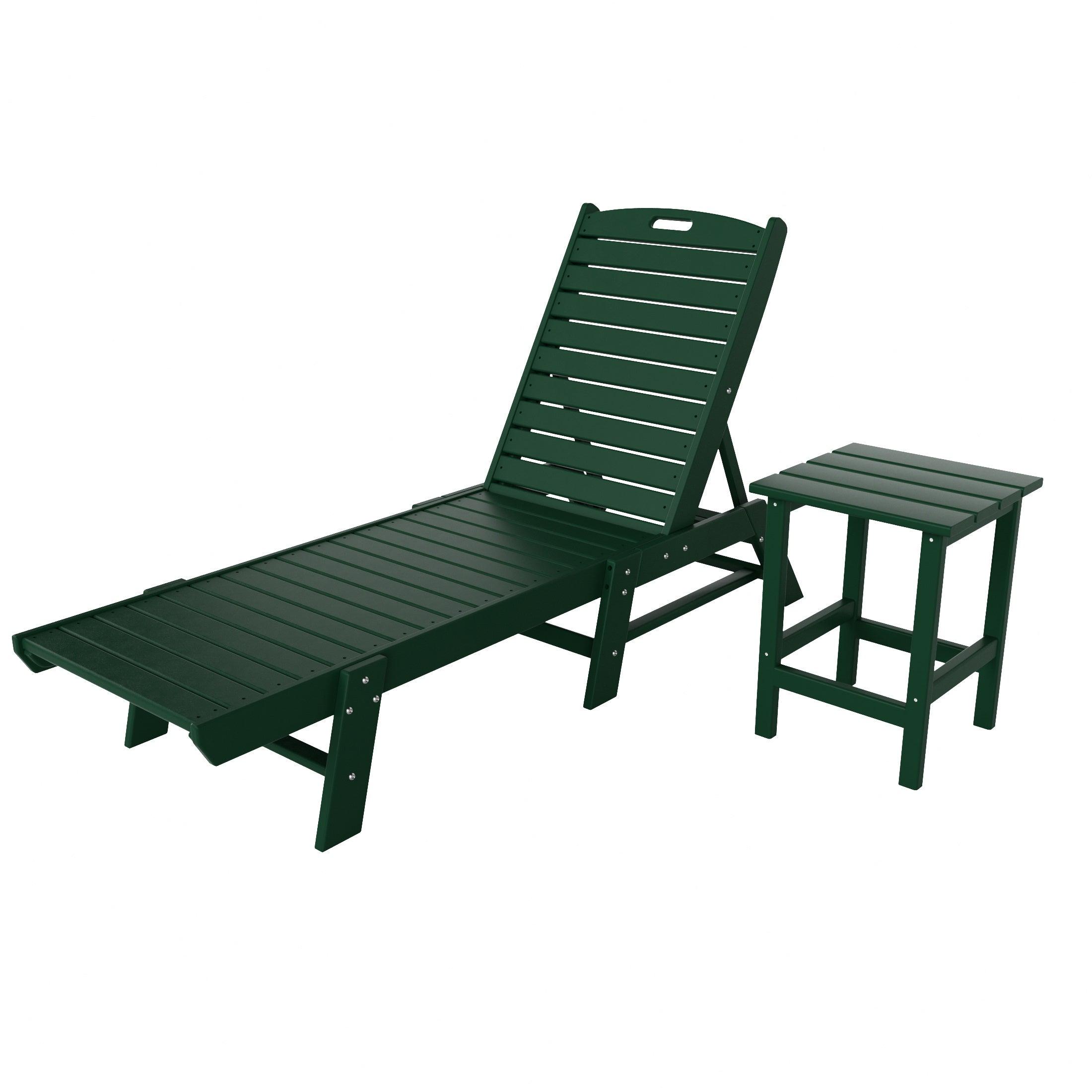 Paradise 2-Piece Set Adirondack Chaise Lounge with Side Table - Costaelm