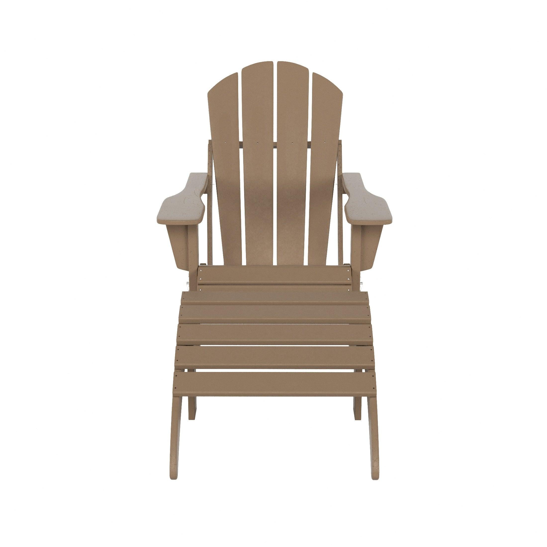 Paradise 2-Piece Set Classic Folding Adirondack Chair with Footrest Ottoman - Costaelm