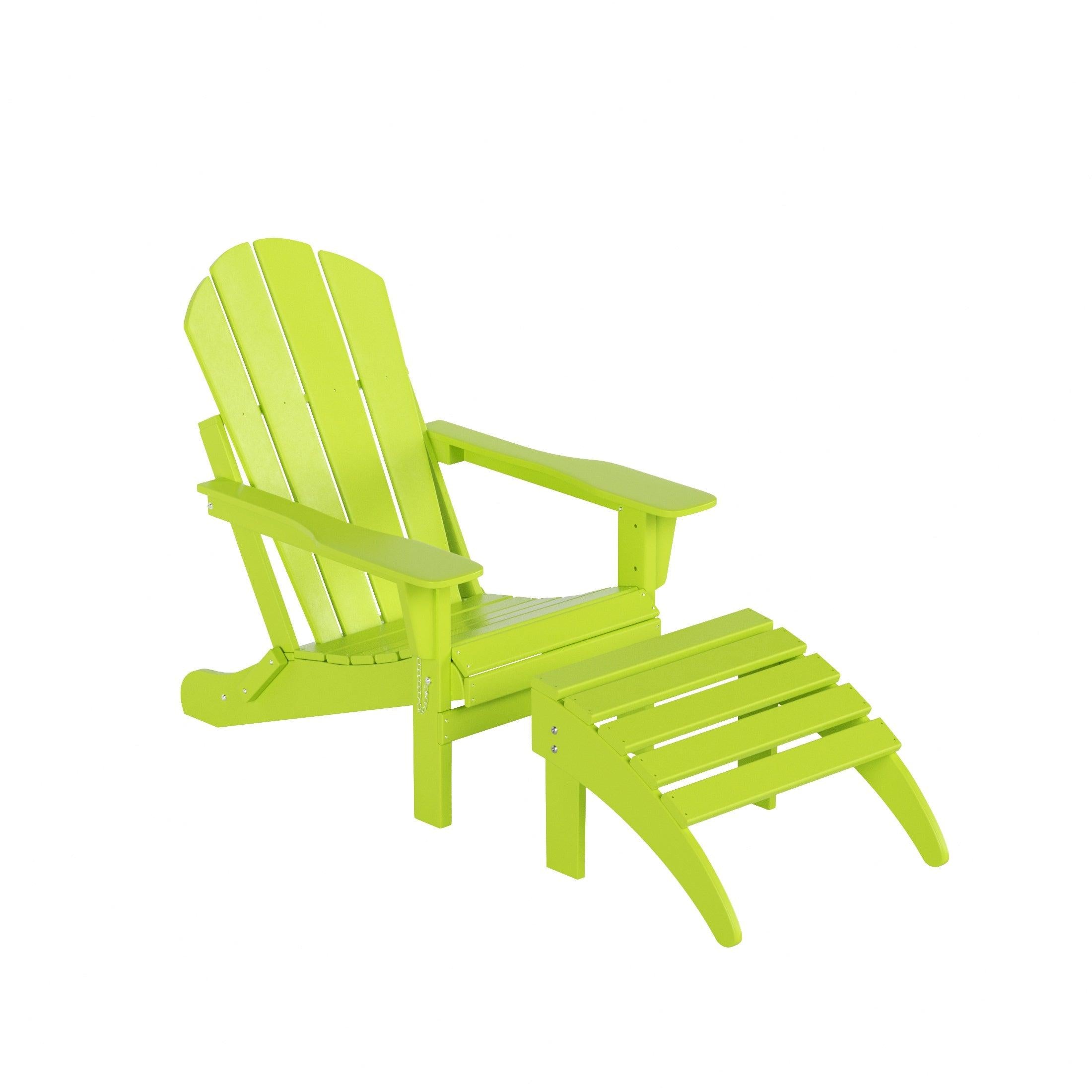 Paradise 2-Piece Set Classic Folding Adirondack Chair with Footrest Ottoman - Costaelm