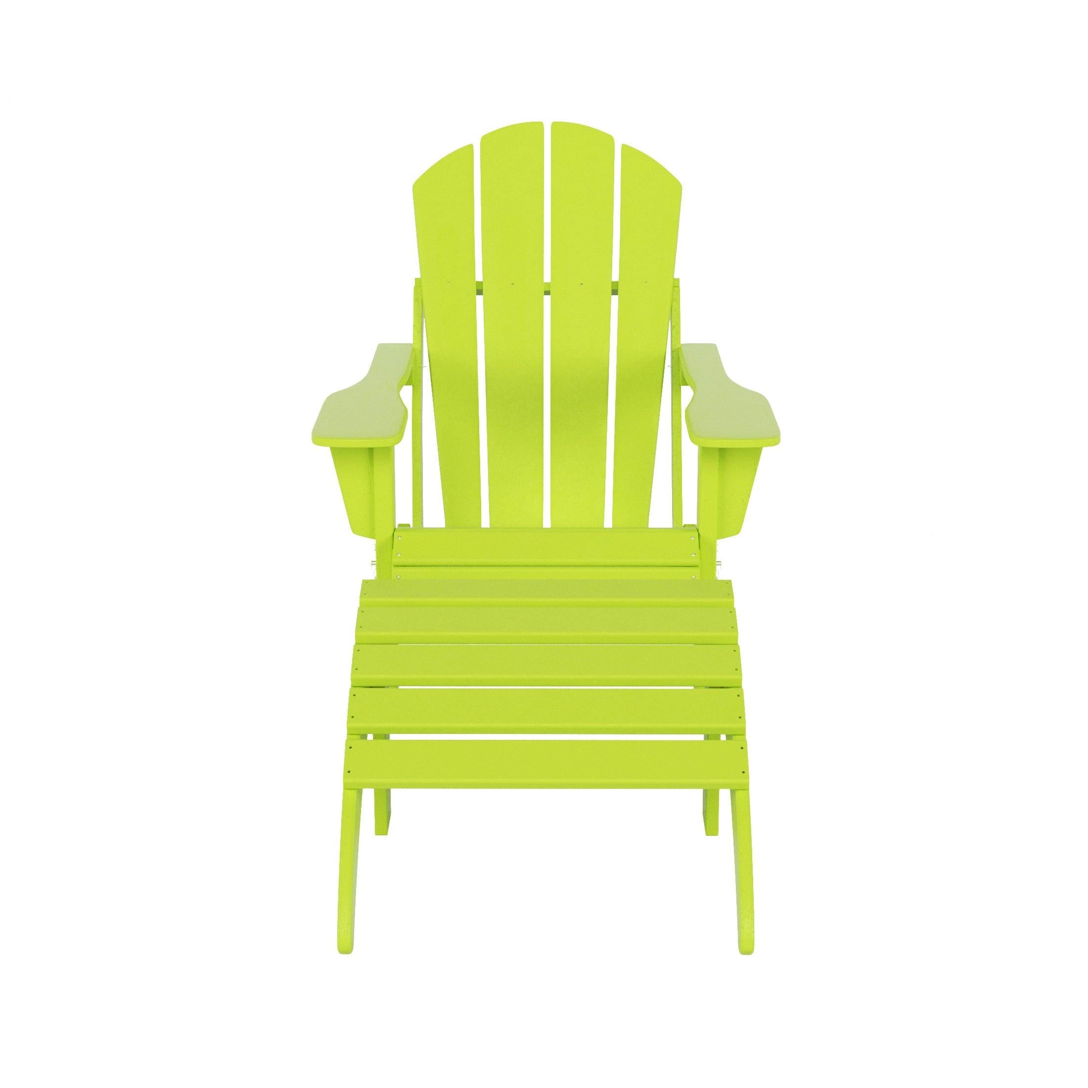 Paradise 2-Piece Set Classic Folding Adirondack Chair with Footrest Ottoman - Costaelm