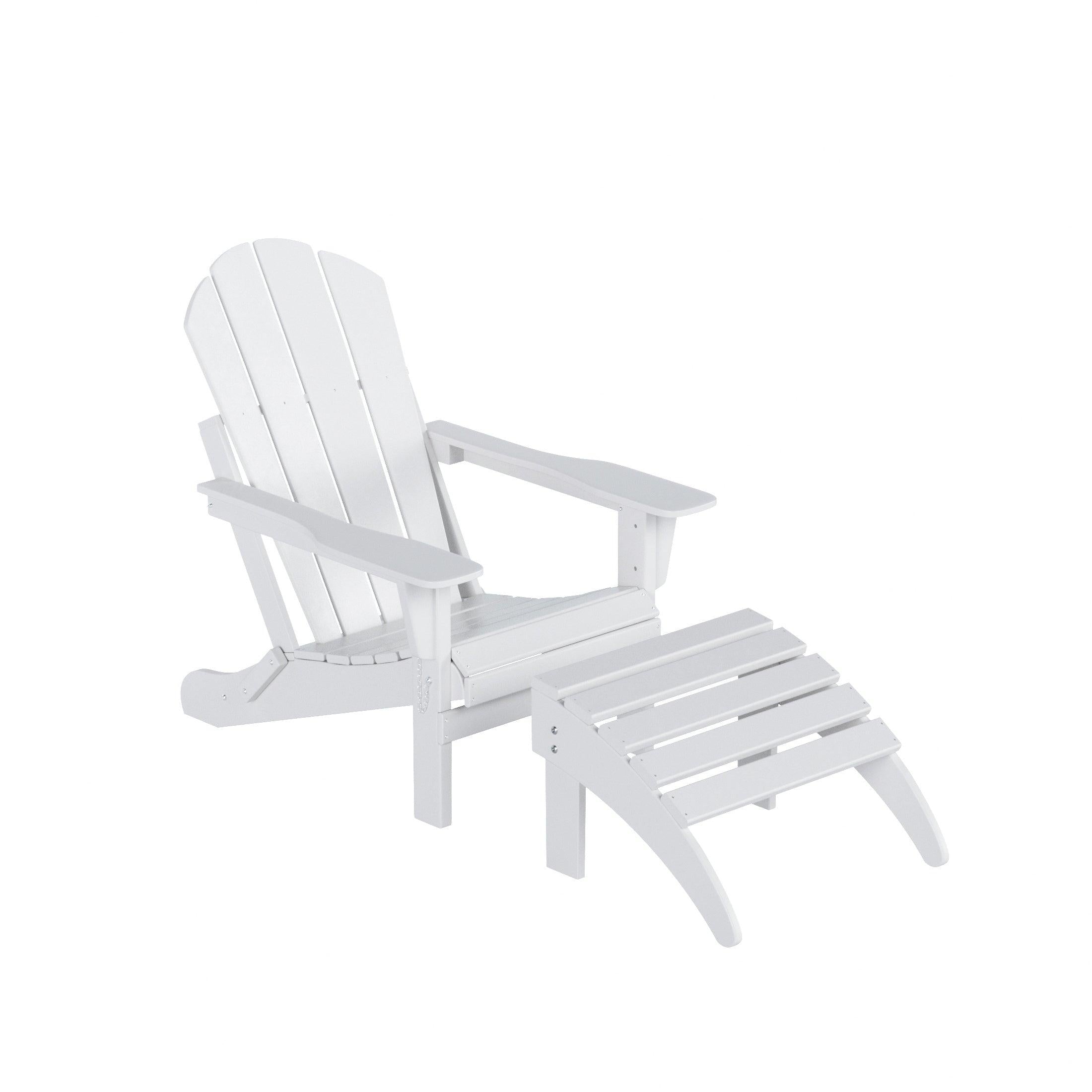 Paradise 2-Piece Set Classic Folding Adirondack Chair with Footrest Ottoman - Costaelm