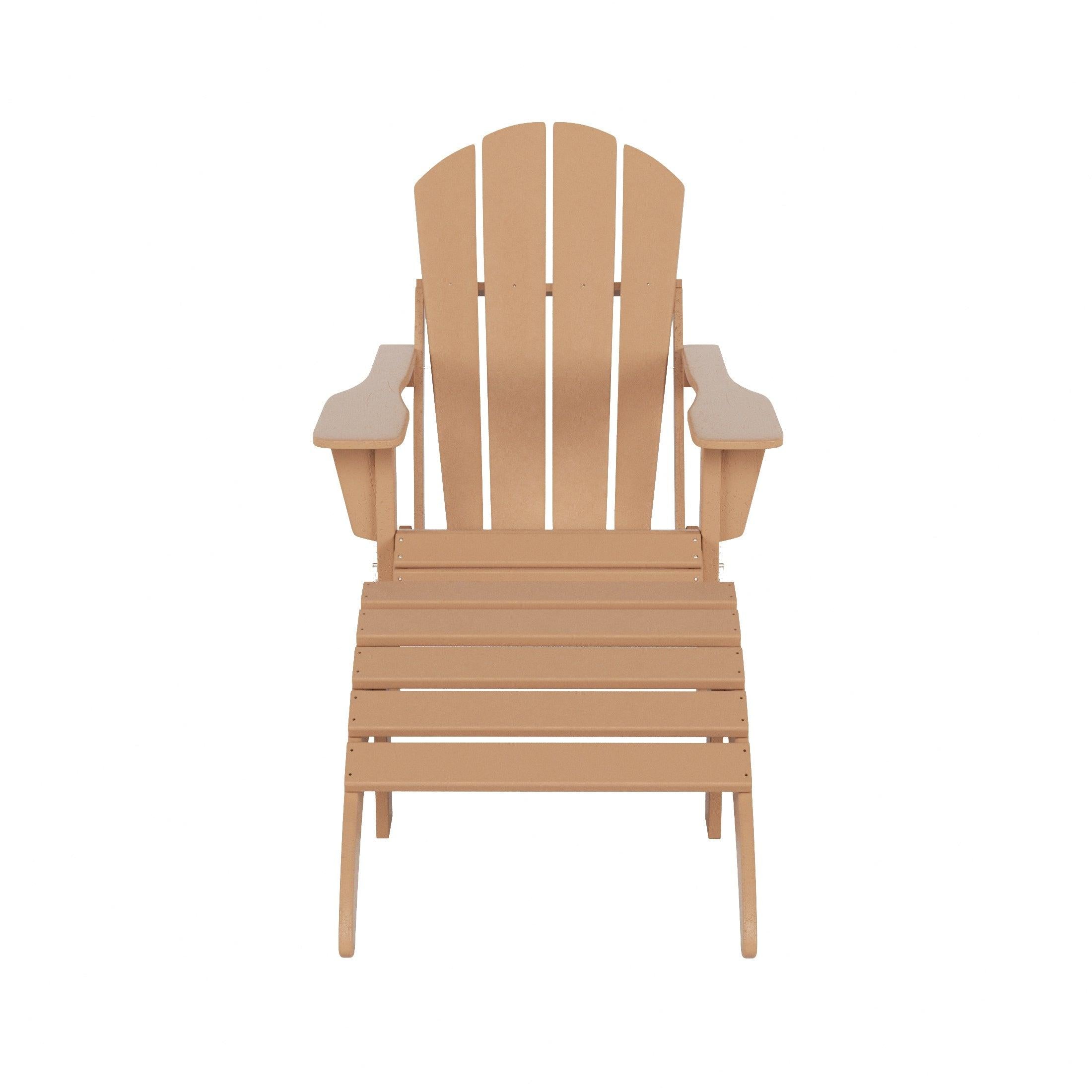 Paradise 2-Piece Set Classic Folding Adirondack Chair with Footrest Ottoman - Costaelm