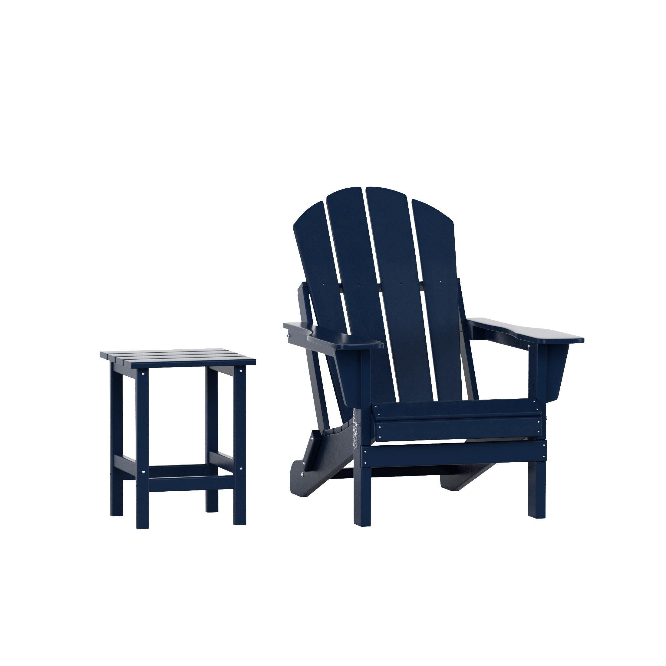 Paradise 2-Piece Set Classic Folding Adirondack Chair with Outdoor Side Table - Costaelm