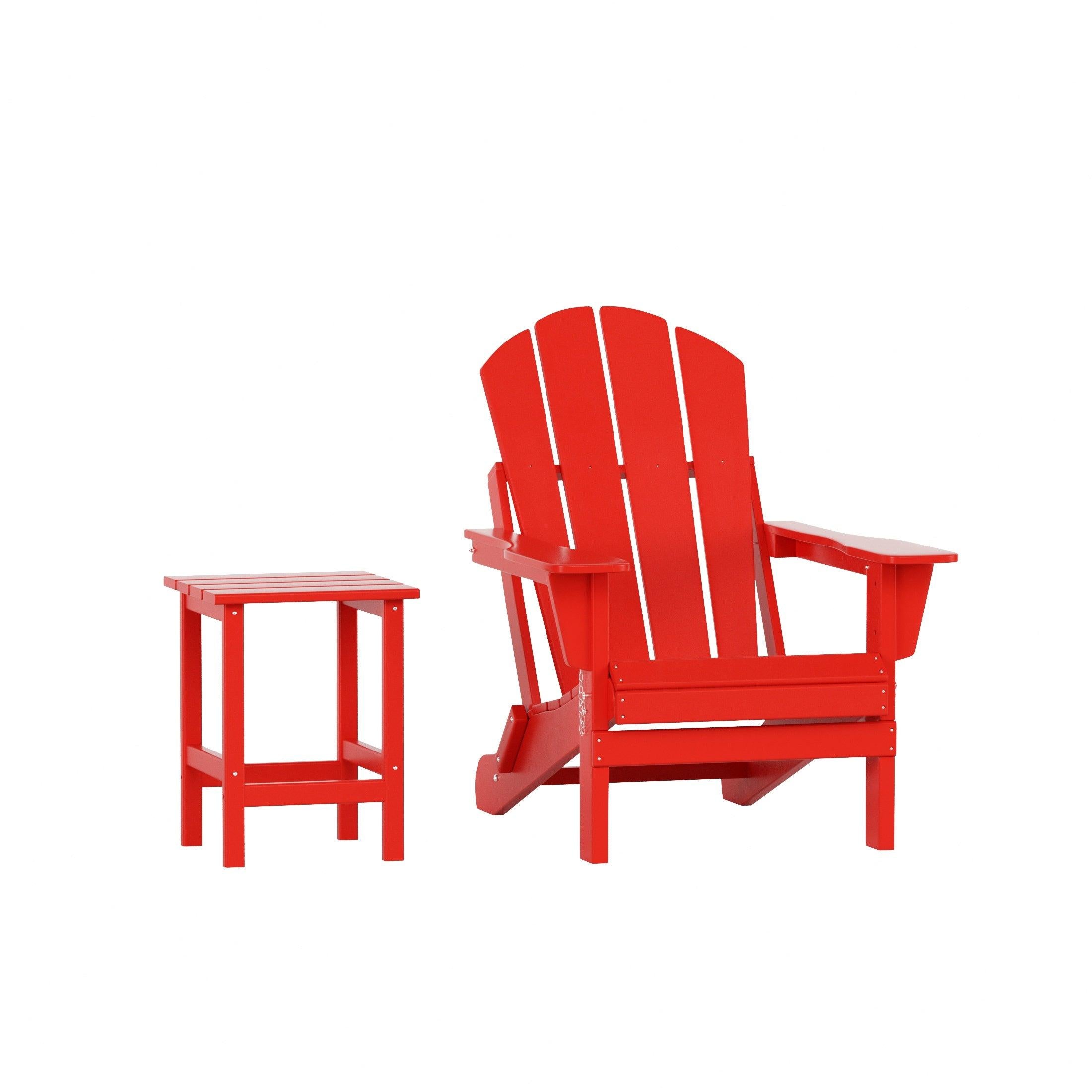 Paradise 2-Piece Set Classic Folding Adirondack Chair with Outdoor Side Table - Costaelm