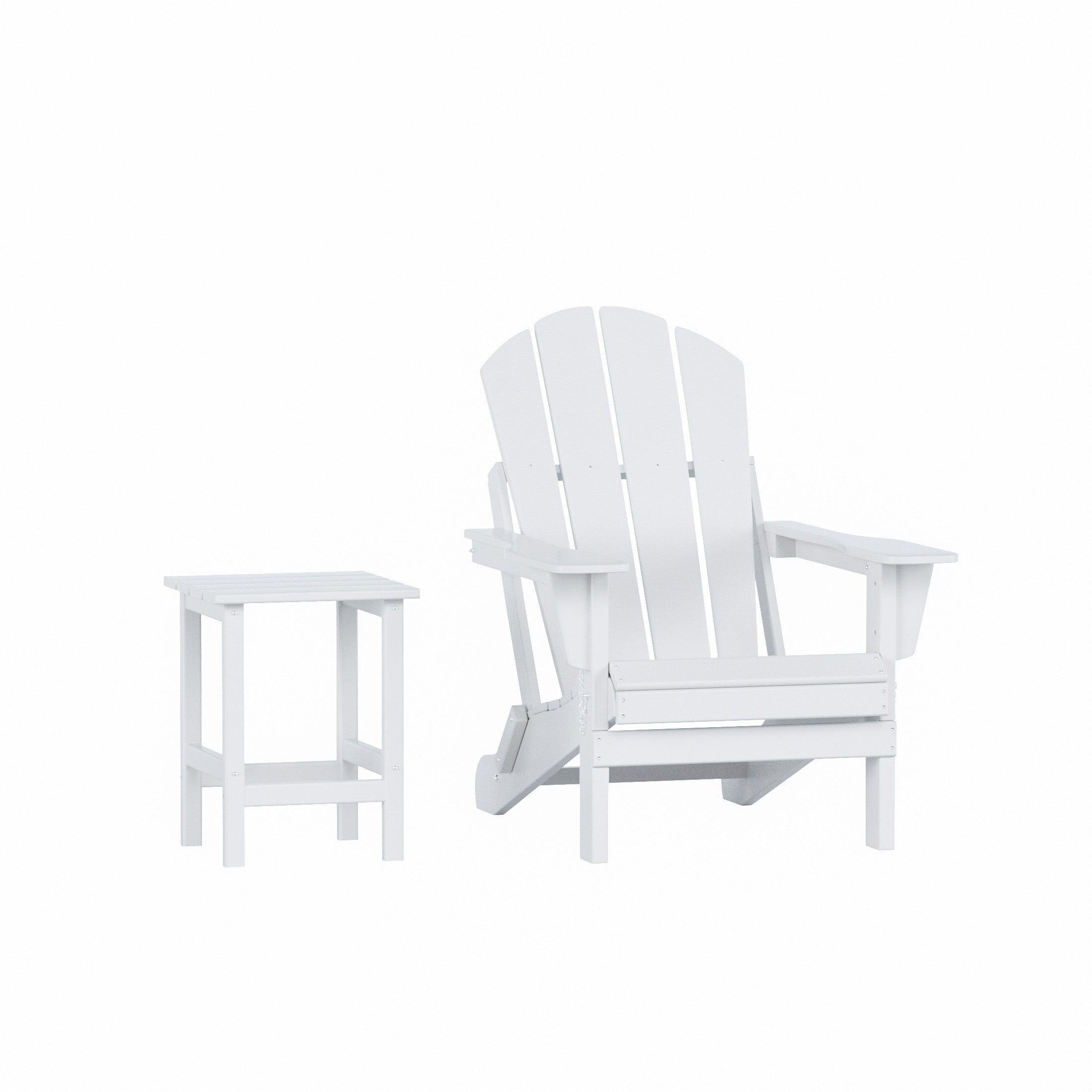 Paradise 2-Piece Set Classic Folding Adirondack Chair with Outdoor Side Table - Costaelm