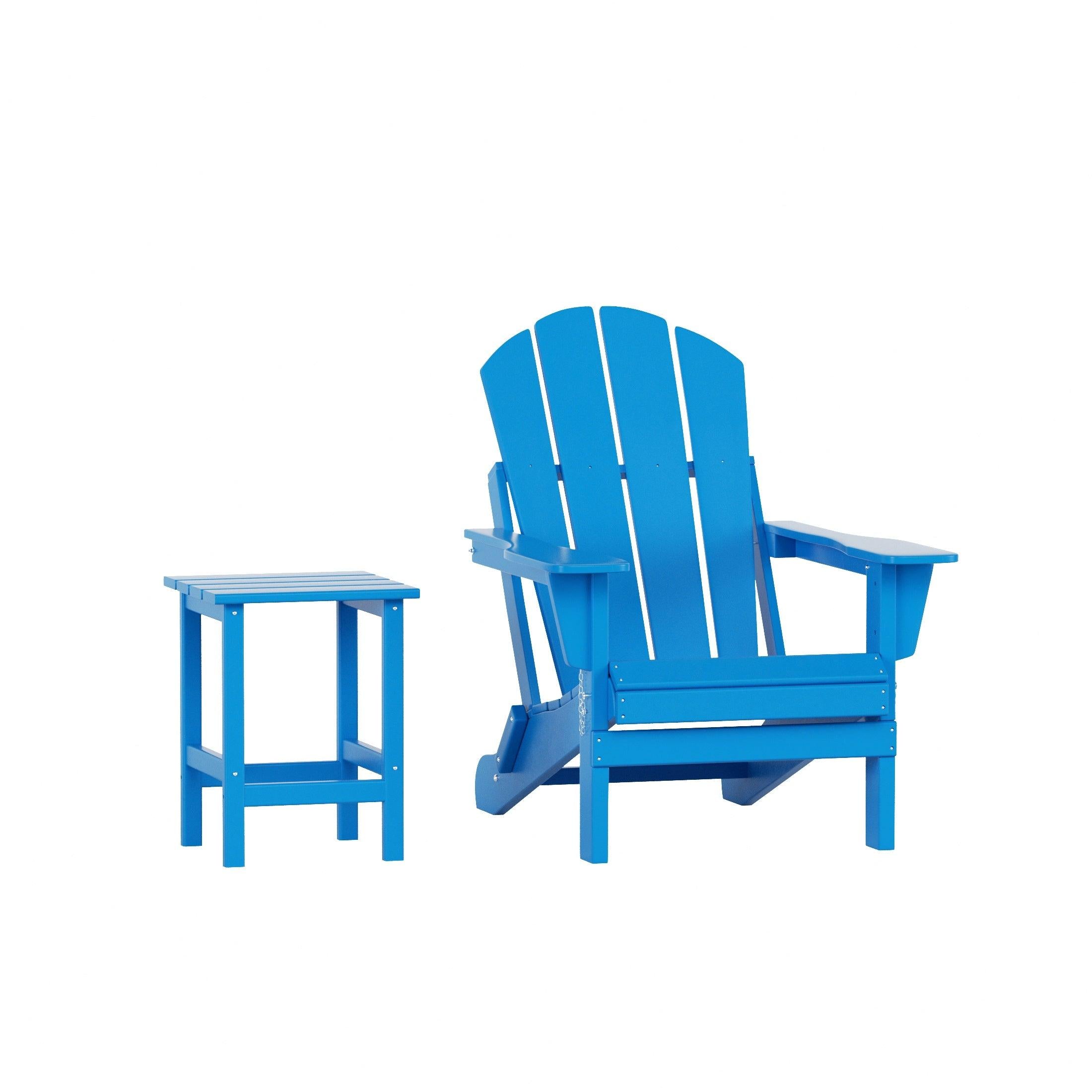 Paradise 2-Piece Set Classic Folding Adirondack Chair with Outdoor Side Table - Costaelm