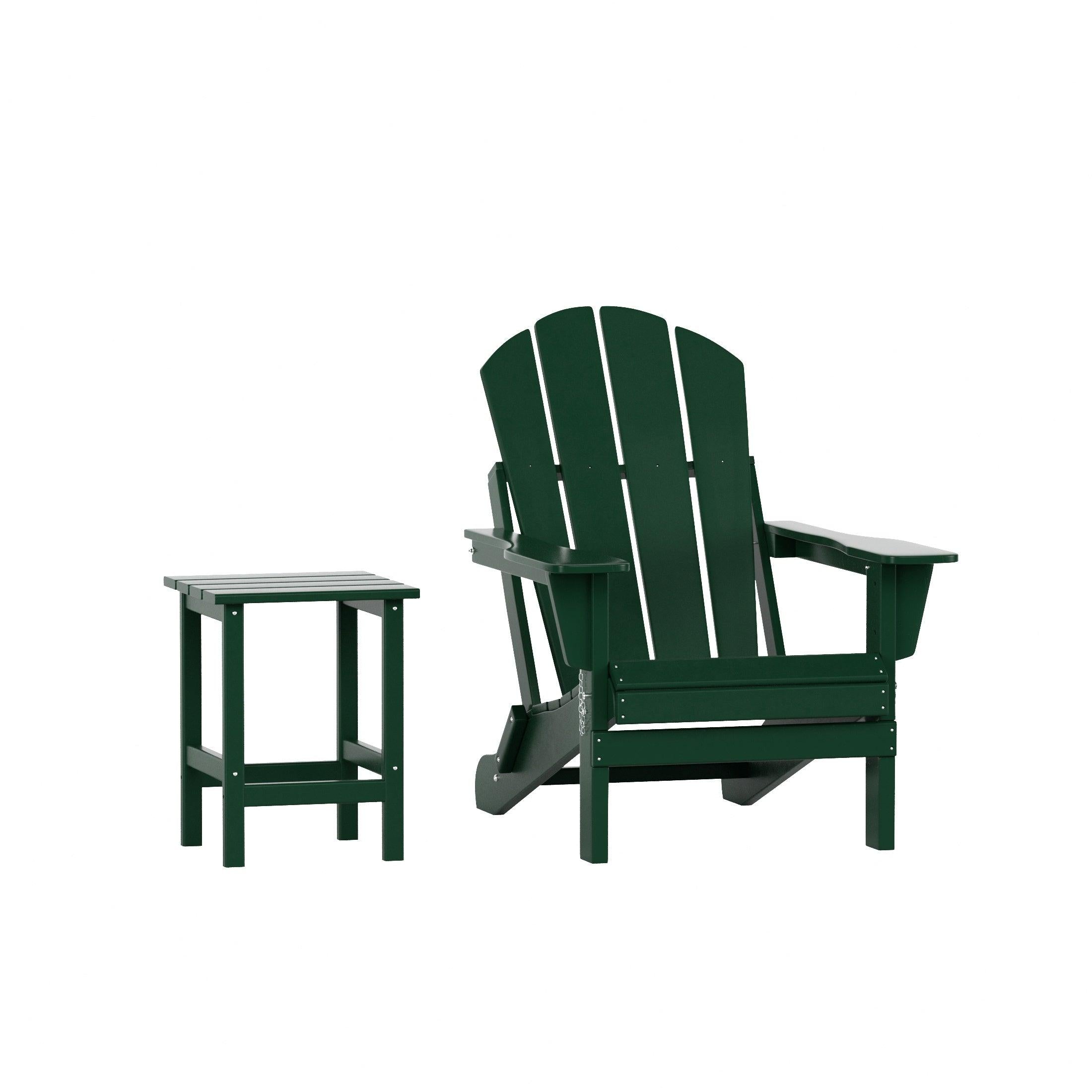 Paradise 2-Piece Set Classic Folding Adirondack Chair with Outdoor Side Table - Costaelm