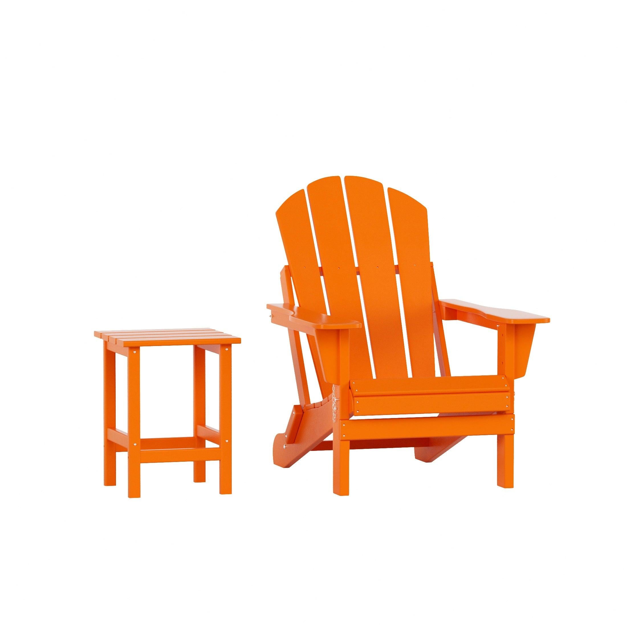 Paradise 2-Piece Set Classic Folding Adirondack Chair with Outdoor Side Table - Costaelm