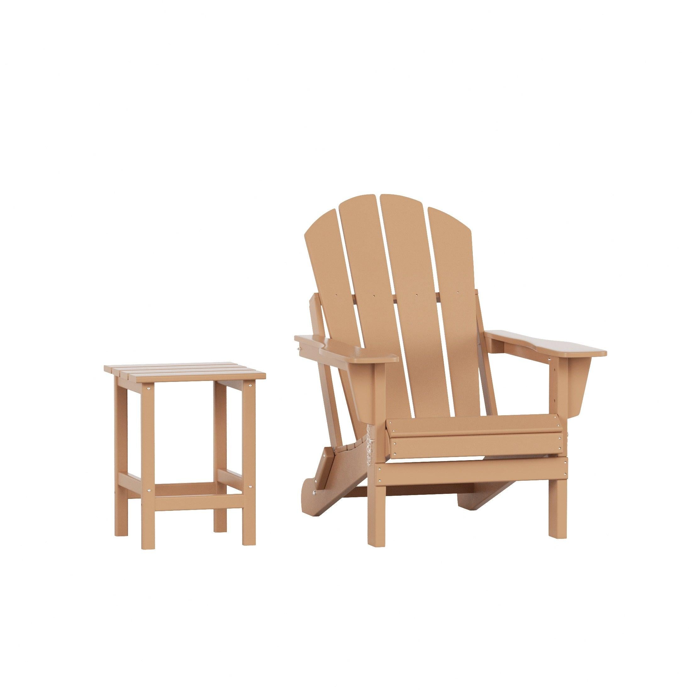 Paradise 2-Piece Set Classic Folding Adirondack Chair with Outdoor Side Table - Costaelm